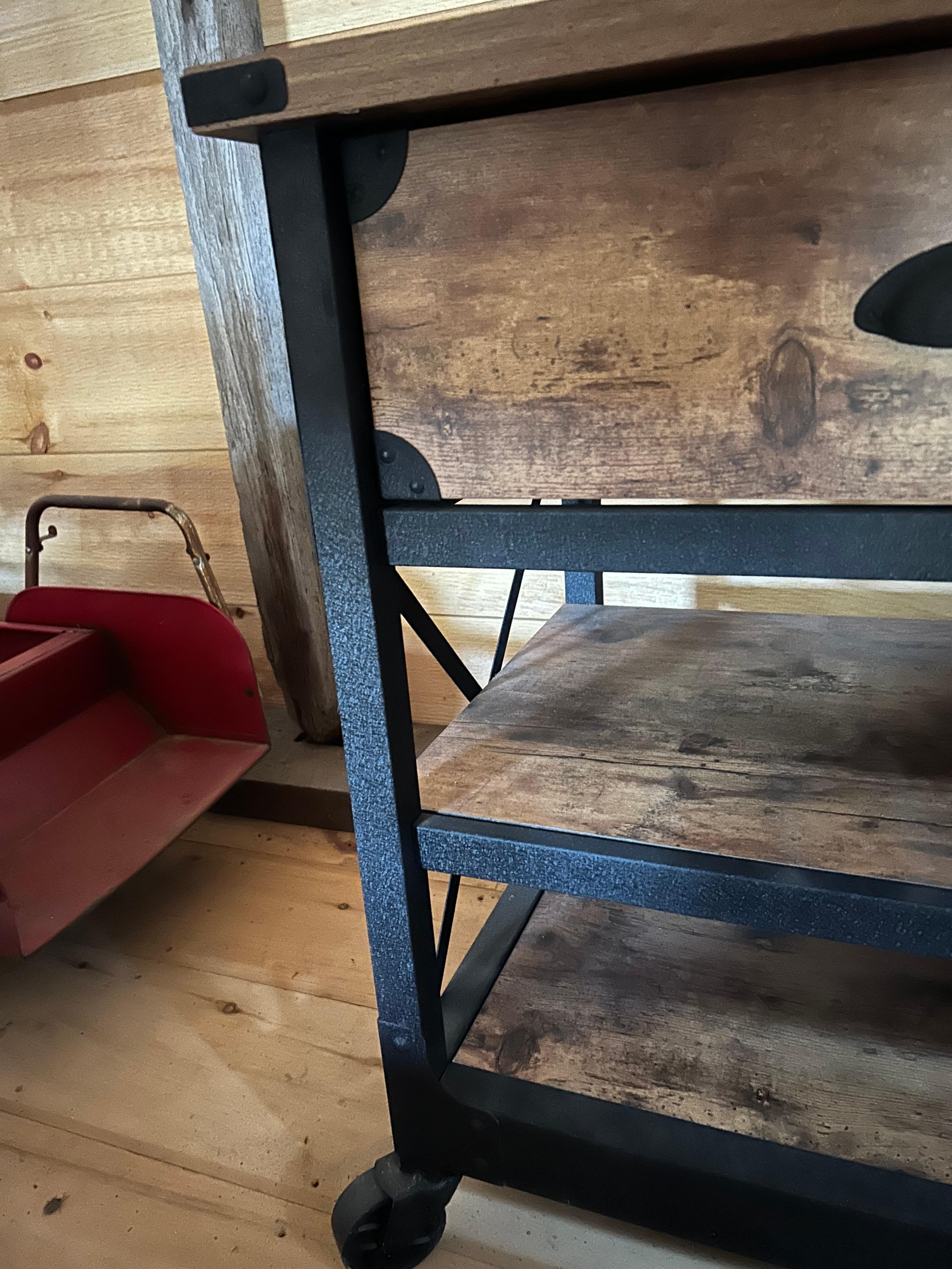 Versatile Industrial Black Iron and Reclaimed Wood Console For Sale 4