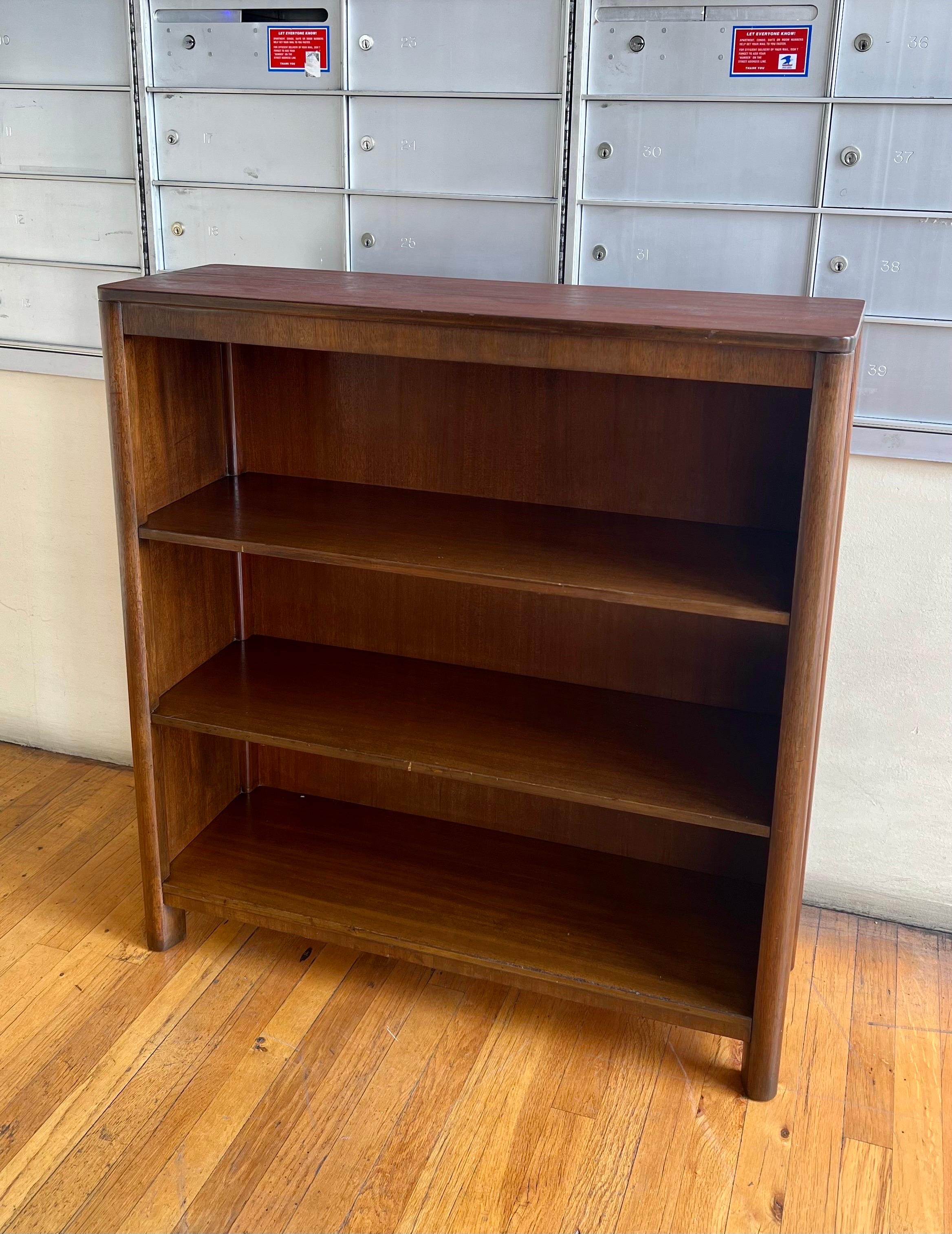 Versatile Low Walnut Art Deco Bookcase In Good Condition In San Diego, CA