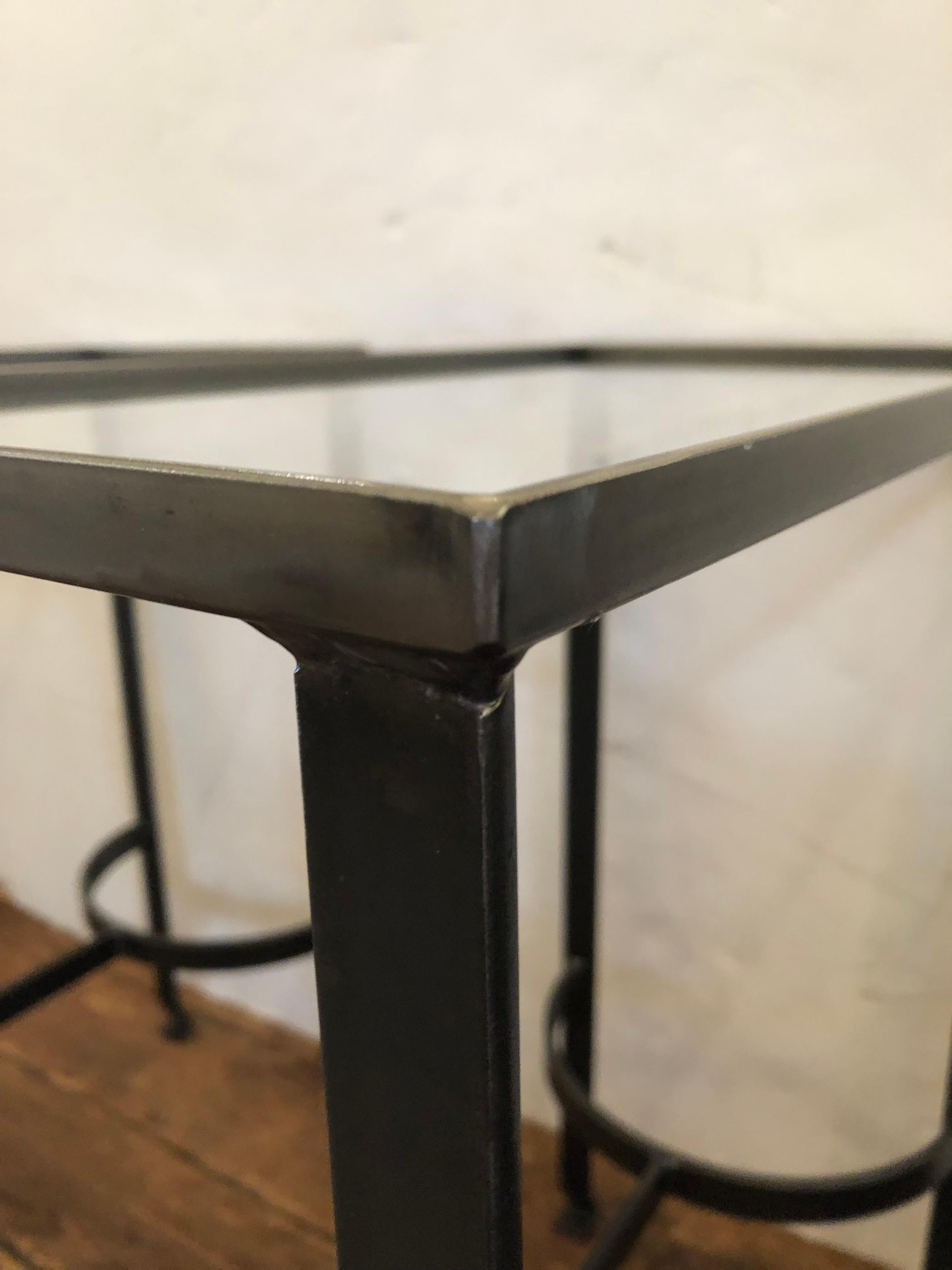 Versatile Modern Pair of Steel & Glass Rectangular End Tables For Sale 1