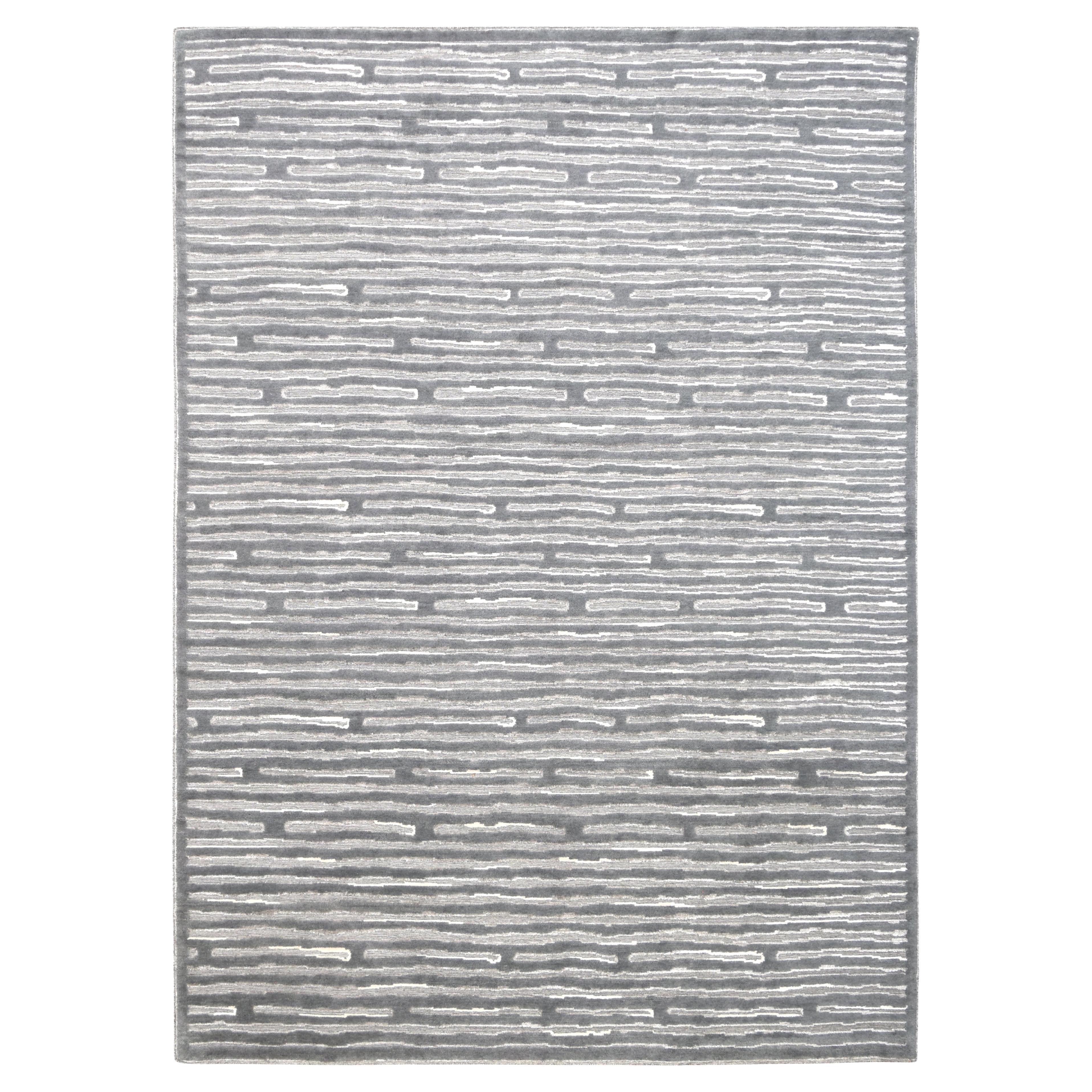 Tappeto versatile in lana organica a motivi lineari 10'x14'
