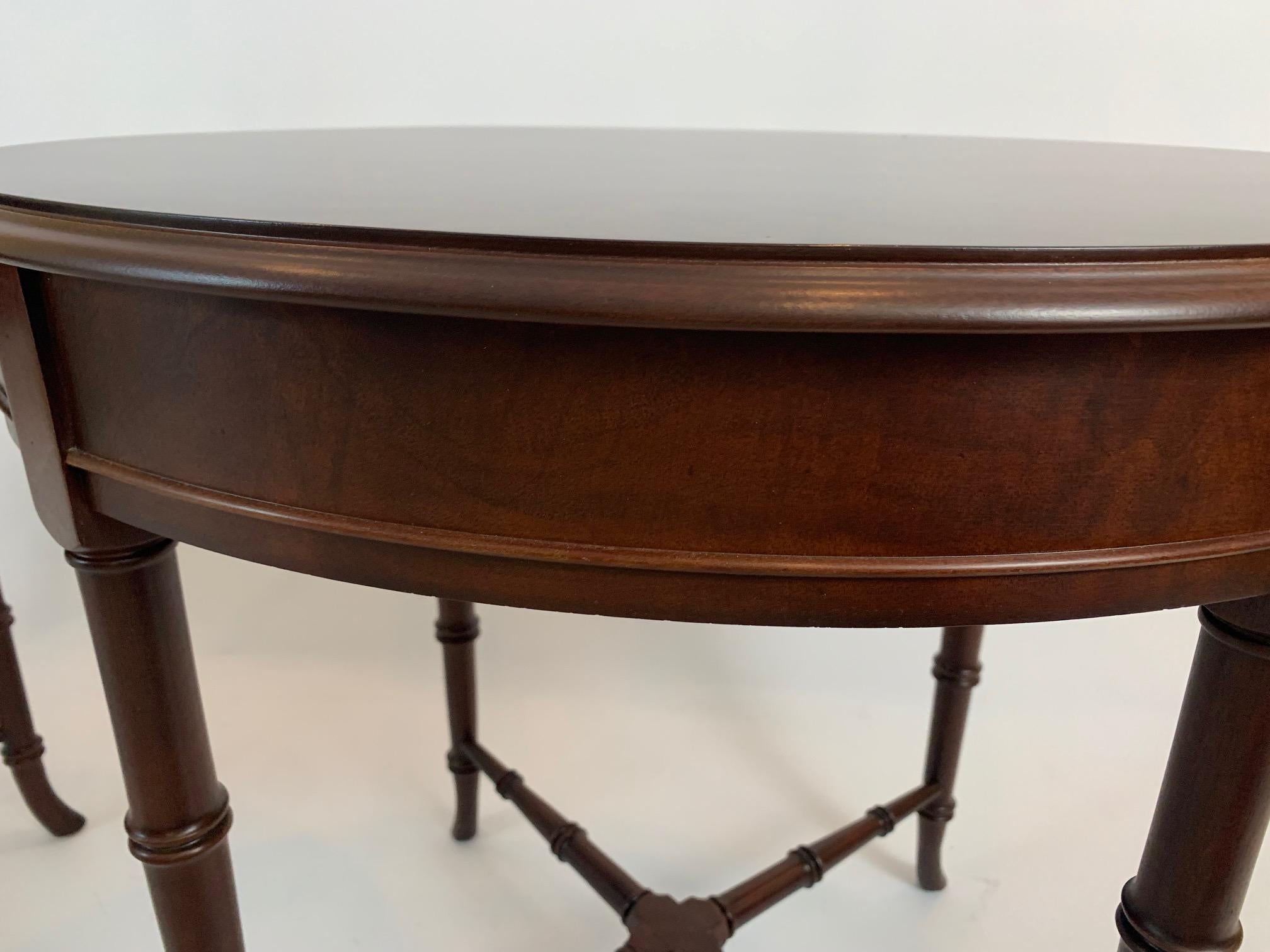 Contemporary Versatile Pair of Hickory Chair Mahogany & Bamboo Style Side Tables