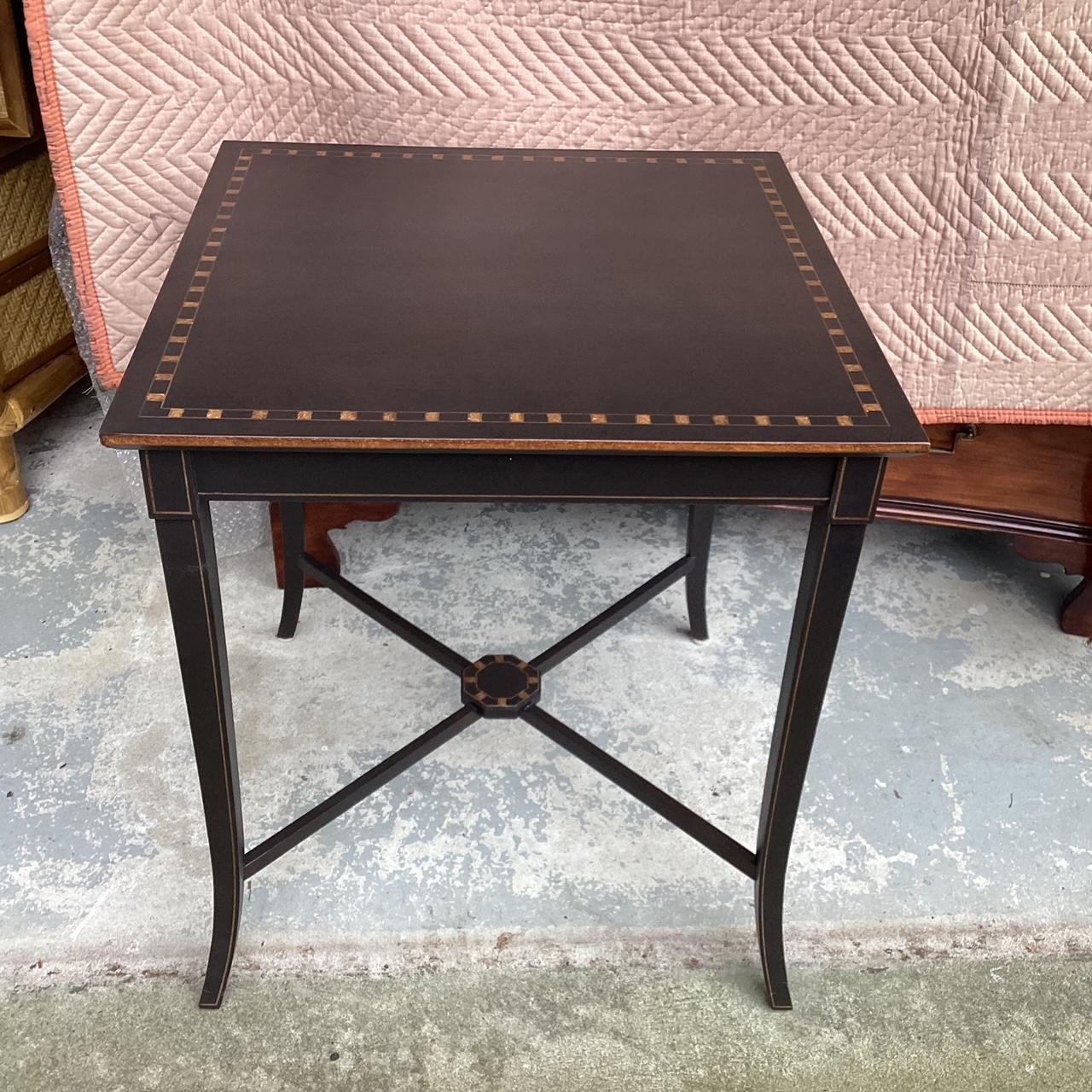 American Versatile Pair of Square Black and Gold End Side Tables