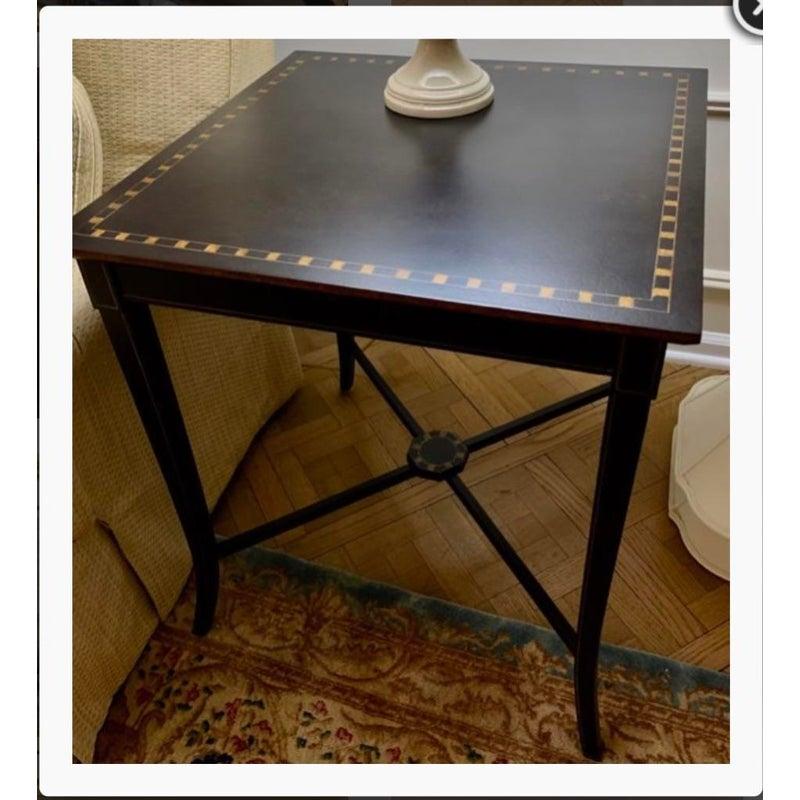 Contemporary Versatile Pair of Square Black and Gold End Side Tables