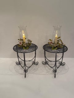 Versatile Pair of Vintage Round Wire Side Tables