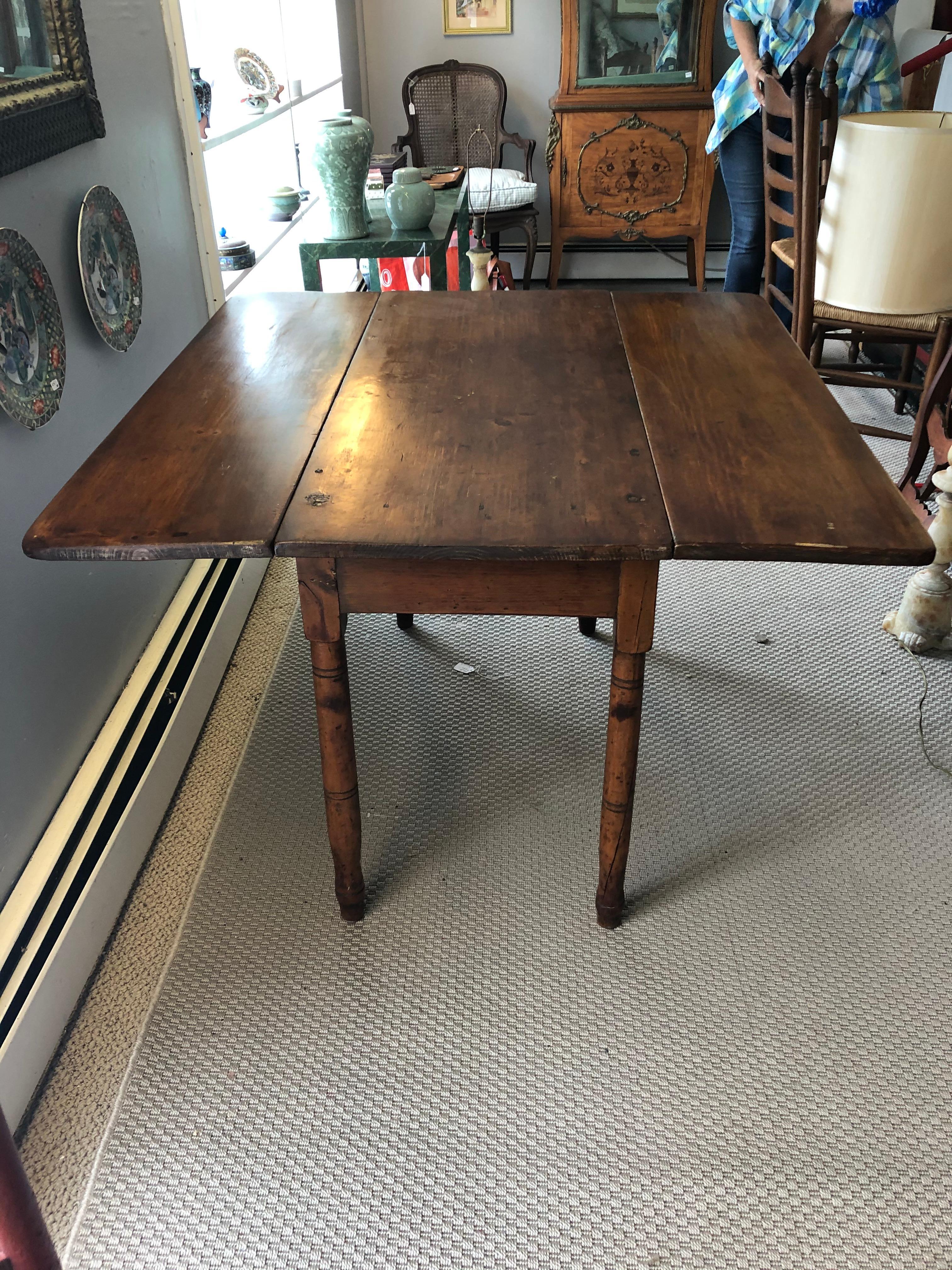 Versatile Primitive Antique Drop-Leaf Pembroke Table 5