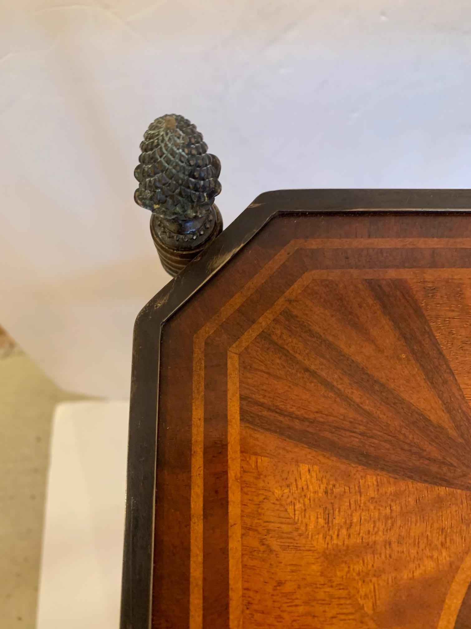 Versatile and Refined 3-Tier Mahogany Inlay Side Table Étagère 6