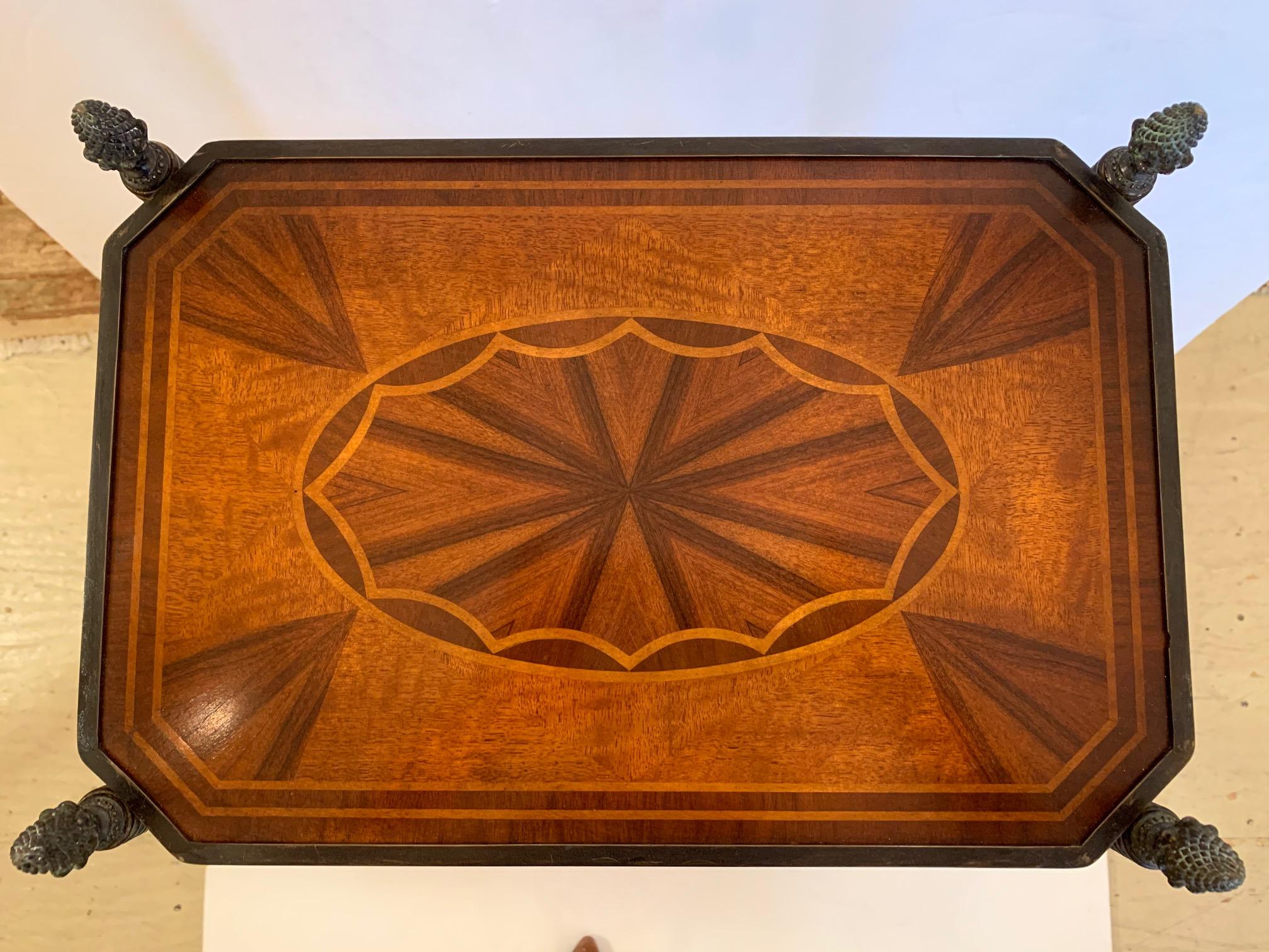 Versatile and Refined 3-Tier Mahogany Inlay Side Table Étagère 4