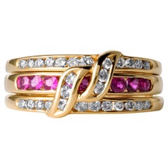 Anillo Versátil de Rubíes y Diamantes en Oro Amarillo de 18 K - Rubíes de 0,51 ct, Diamantes de 0,42 ct