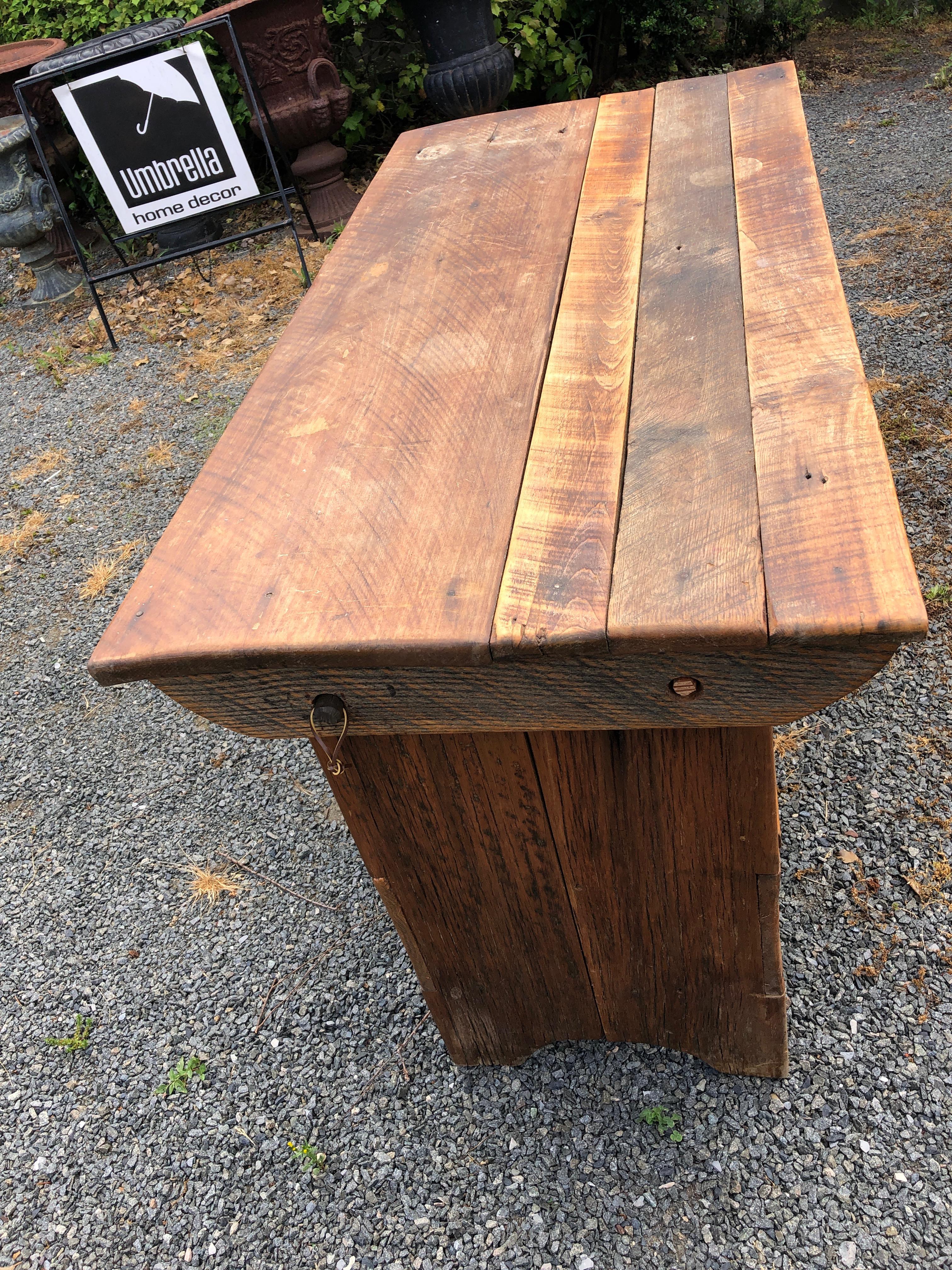 Early 20th Century Versatile Rustic Antique Table Hutch Bench