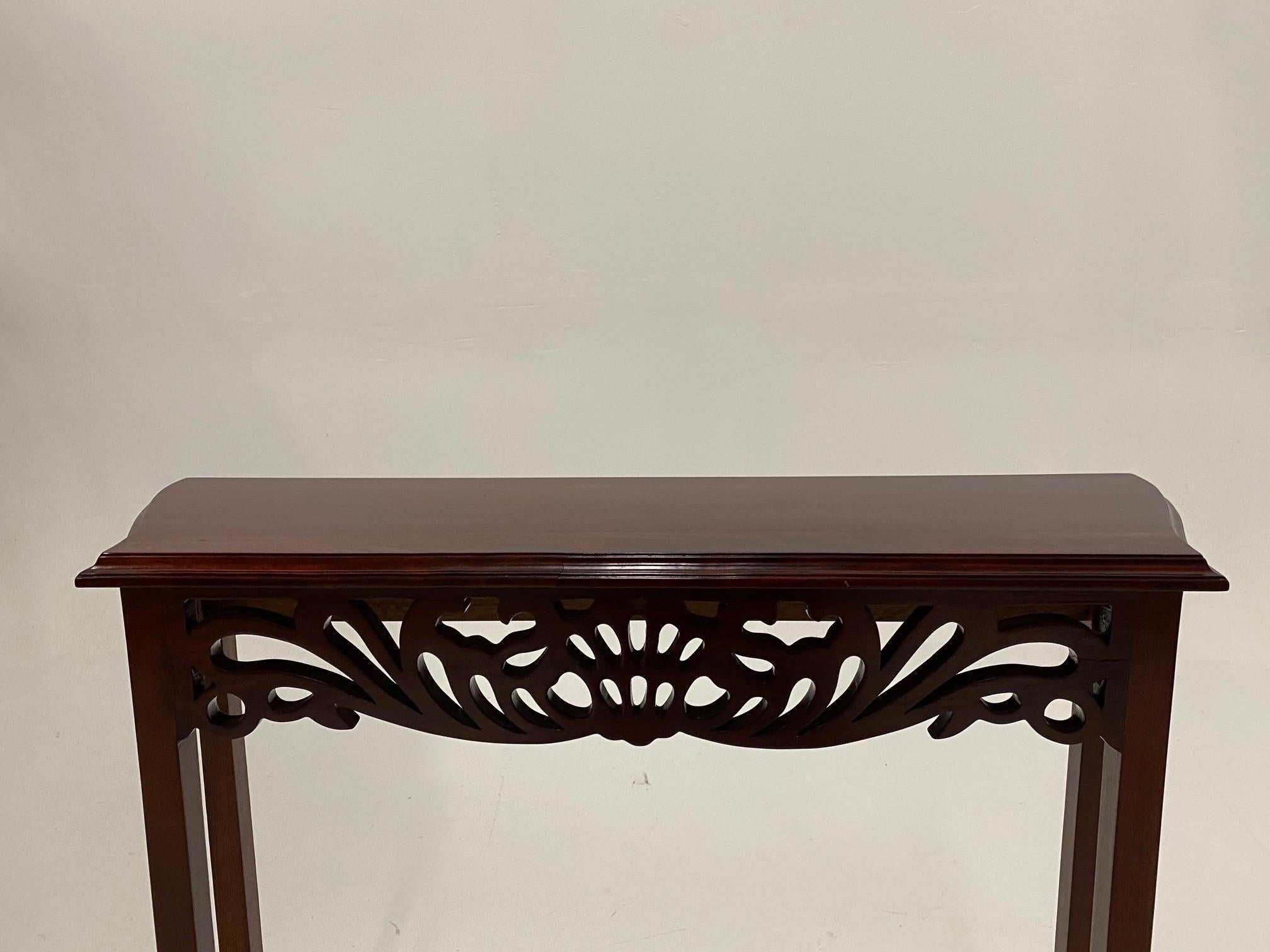 North American Versatile Small Lovely Carved Mahogany Console Table