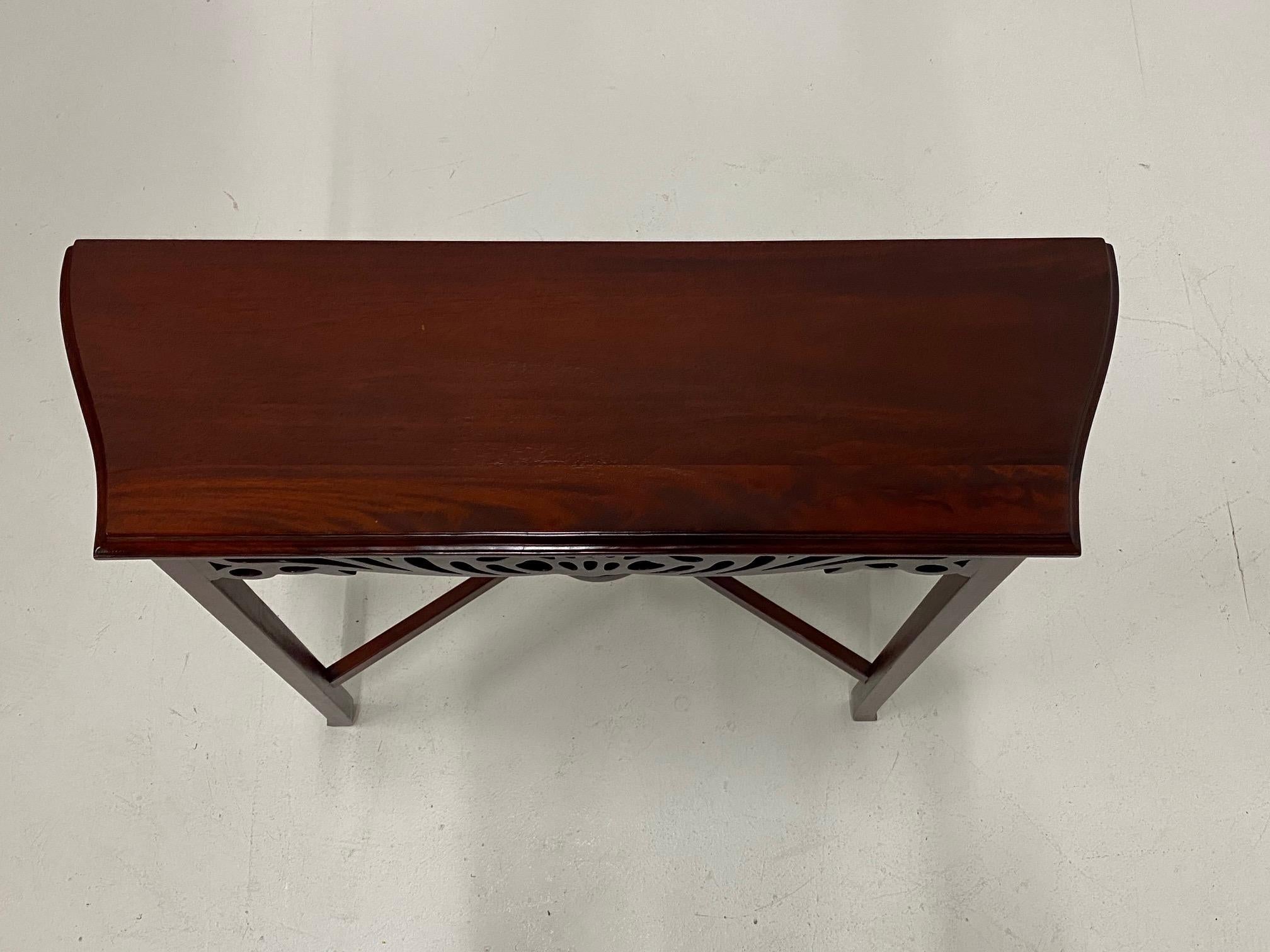 Late 20th Century Versatile Small Lovely Carved Mahogany Console Table