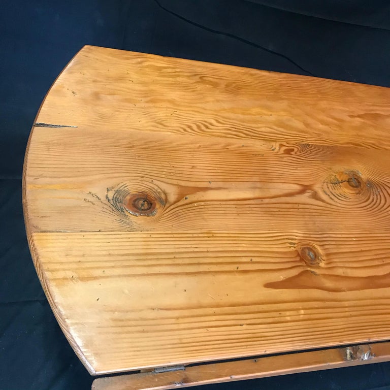 Versatile Turn of the Century Irish Pine Oval Dropleaf Dining Table at