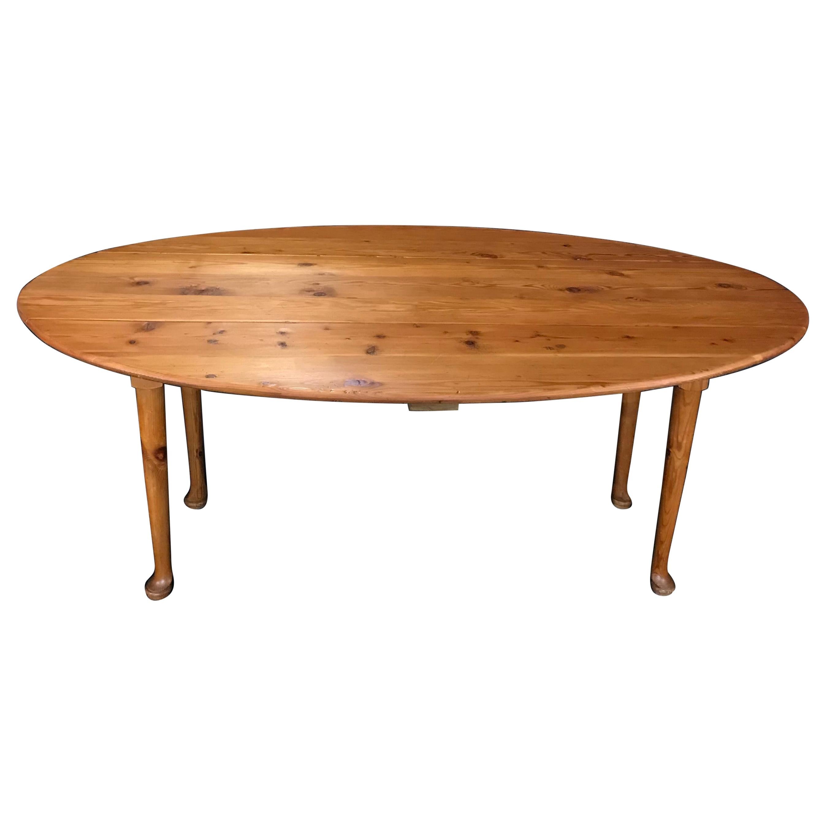 Versatile Turn of the Century Irish Pine Oval Dropleaf Dining Table
