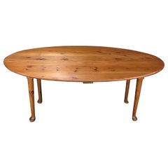 Antique Versatile Turn of the Century Irish Pine Oval Dropleaf Dining Table