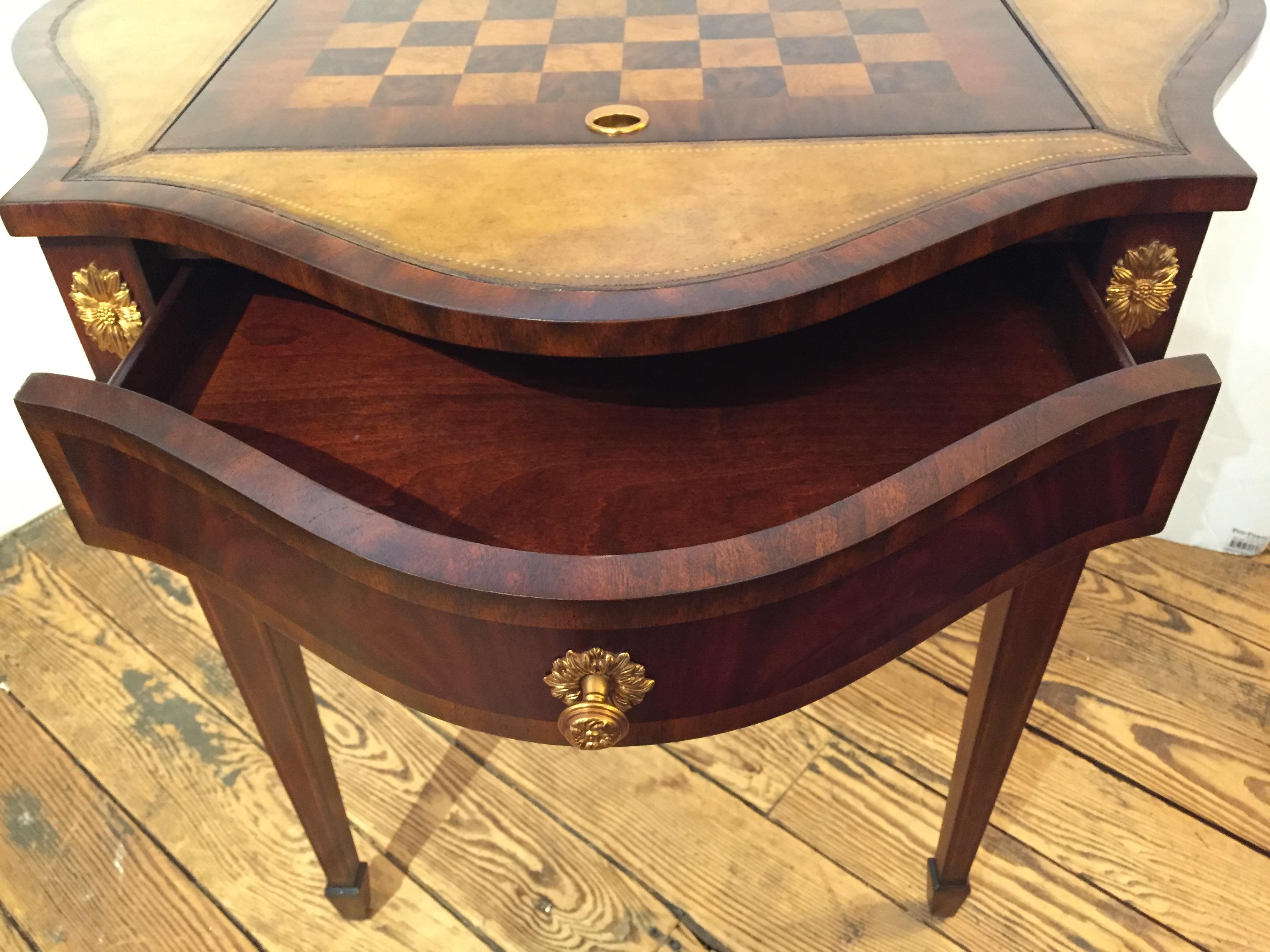 Versatile Two Sided Mahogany & Leather Game Table by Maitland Smith 3