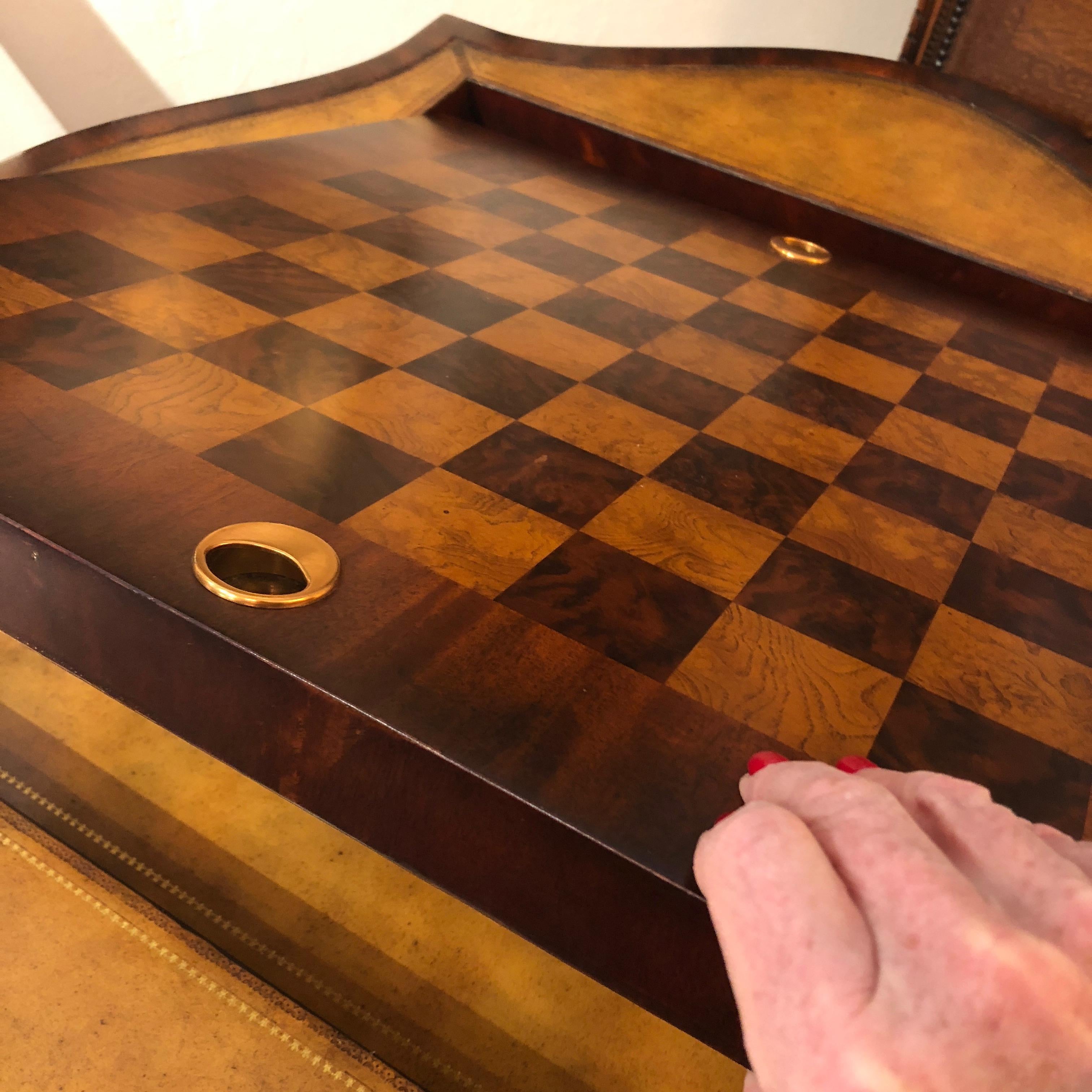 Versatile Two Sided Mahogany & Leather Game Table by Maitland Smith 4
