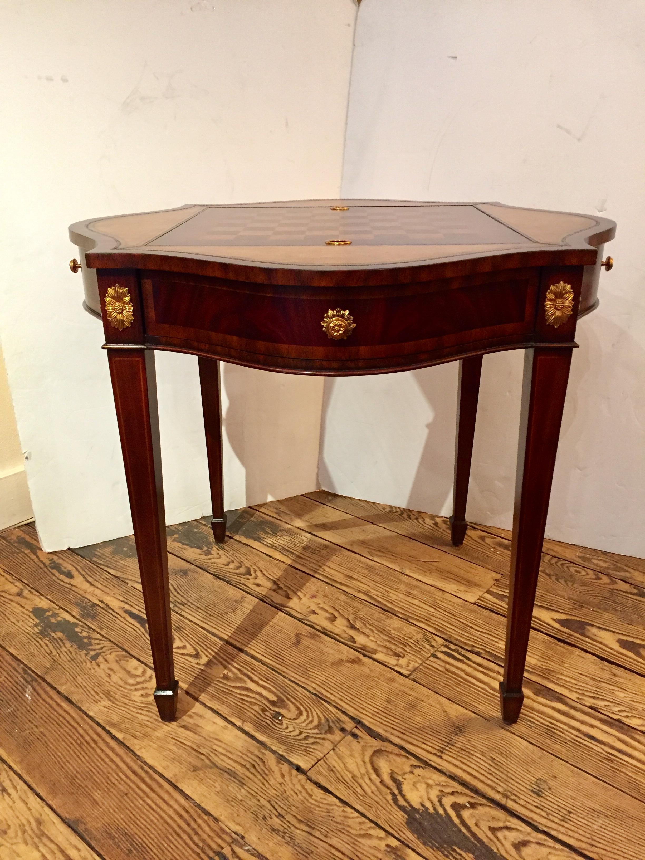 Late 20th Century Versatile Two Sided Mahogany & Leather Game Table by Maitland Smith