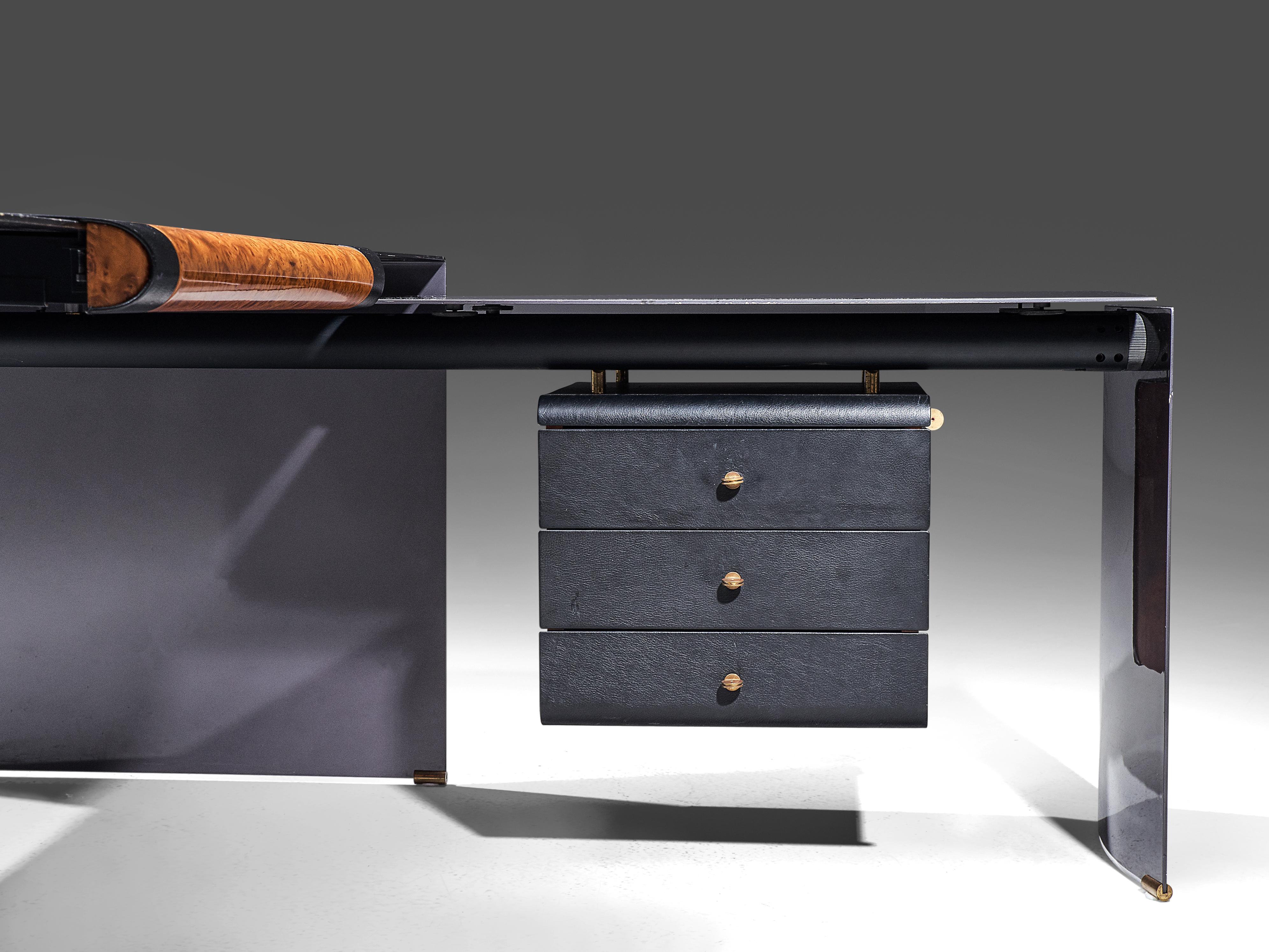 Late 20th Century Paolo Piva for B&B 'Arcada' Desk in Leather and Burl