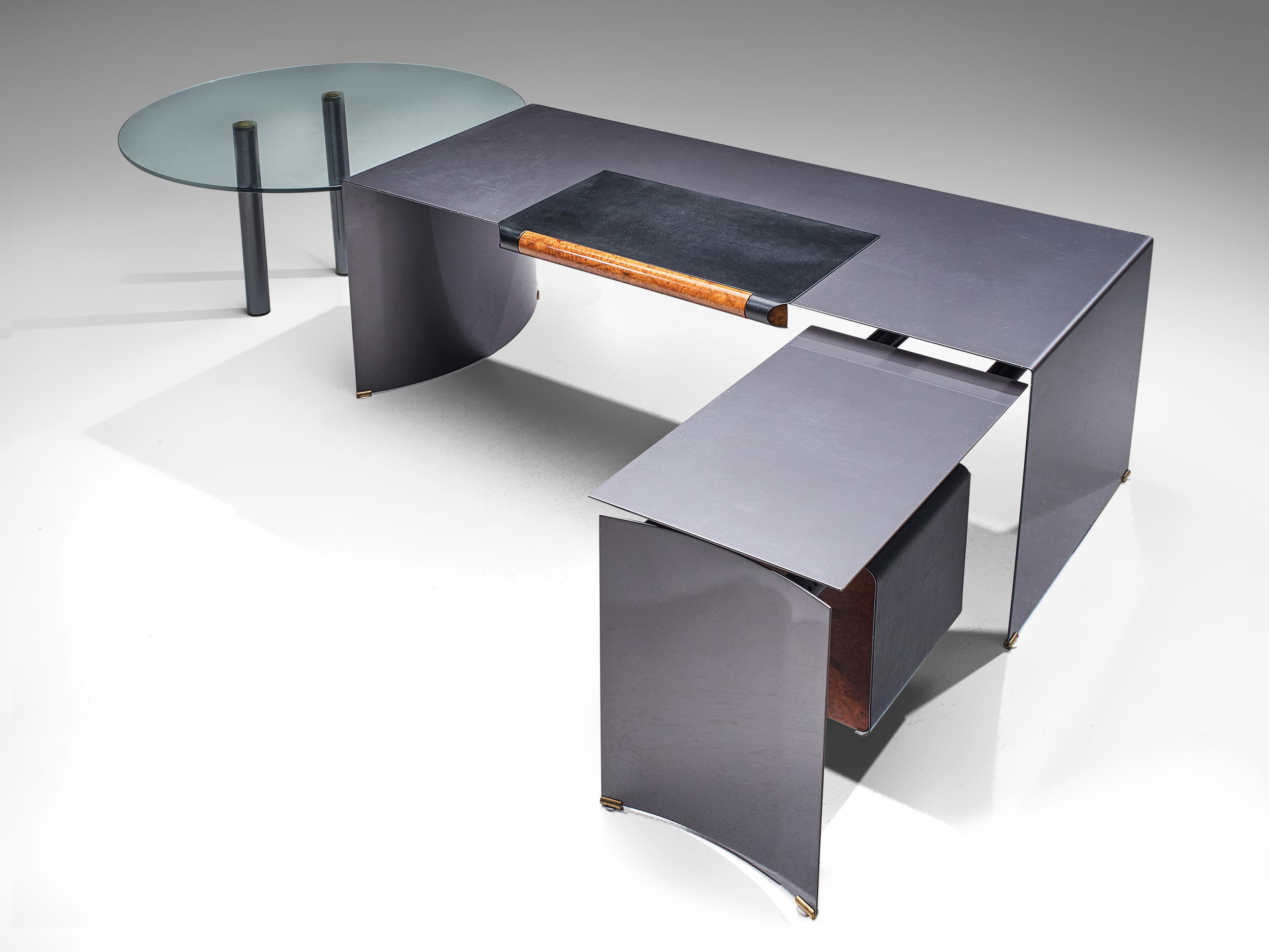 Paolo Piva for B&B 'Arcada' Desk in Leather and Burl 1