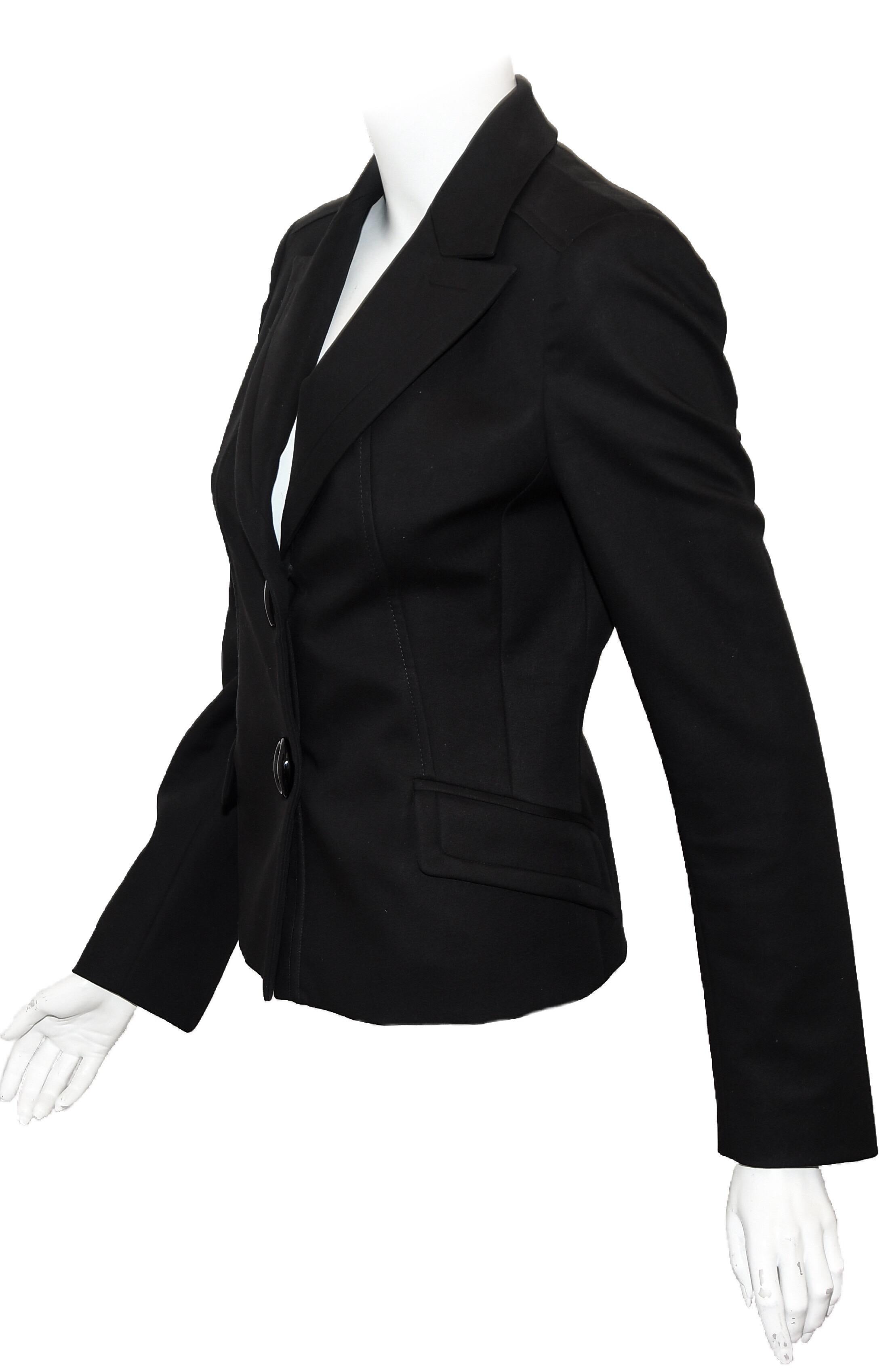 Women's Versatile Versace Fitted Black Jacket With Peak Lapels 42 EU For Sale