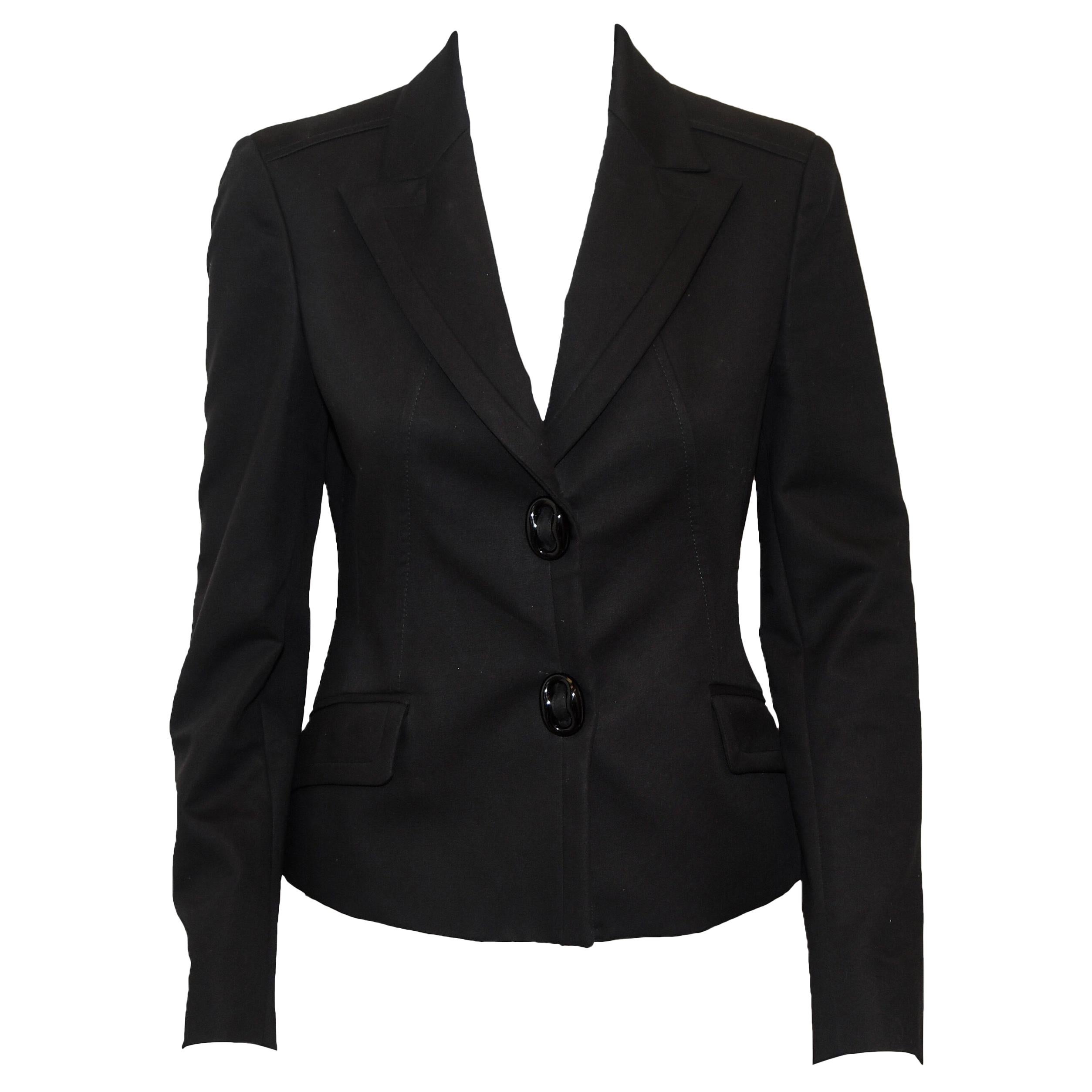 Versatile Versace Fitted Black Jacket With Peak Lapels 42 EU For Sale