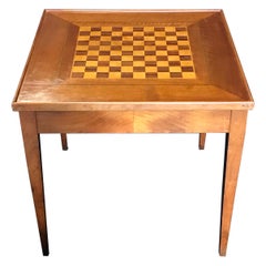 Versatile Vintage French Walnut Square Game Table