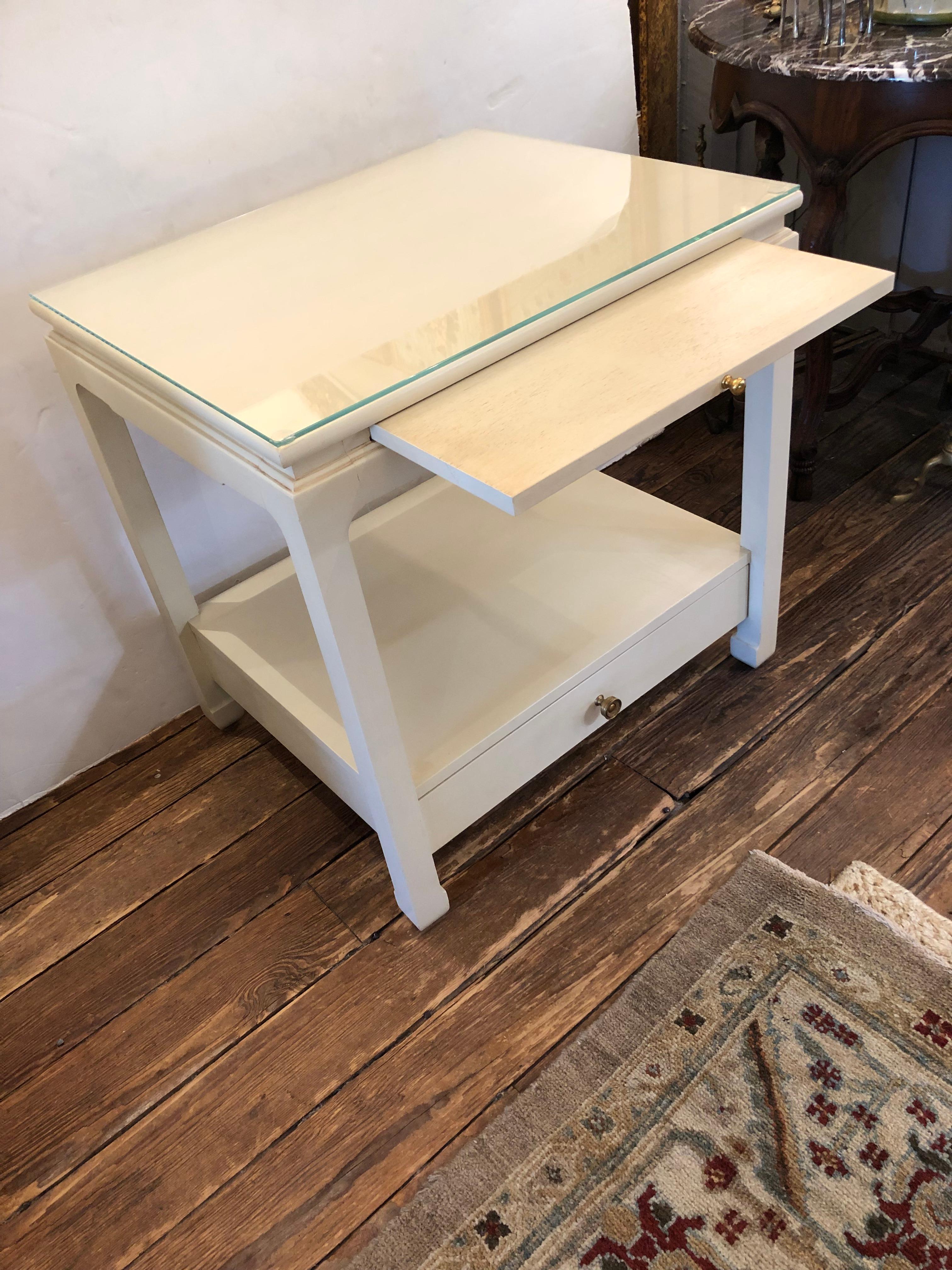 Modern Versatile White Alexa Hampton for Hickory Chair Sarah Side Table Night Table For Sale