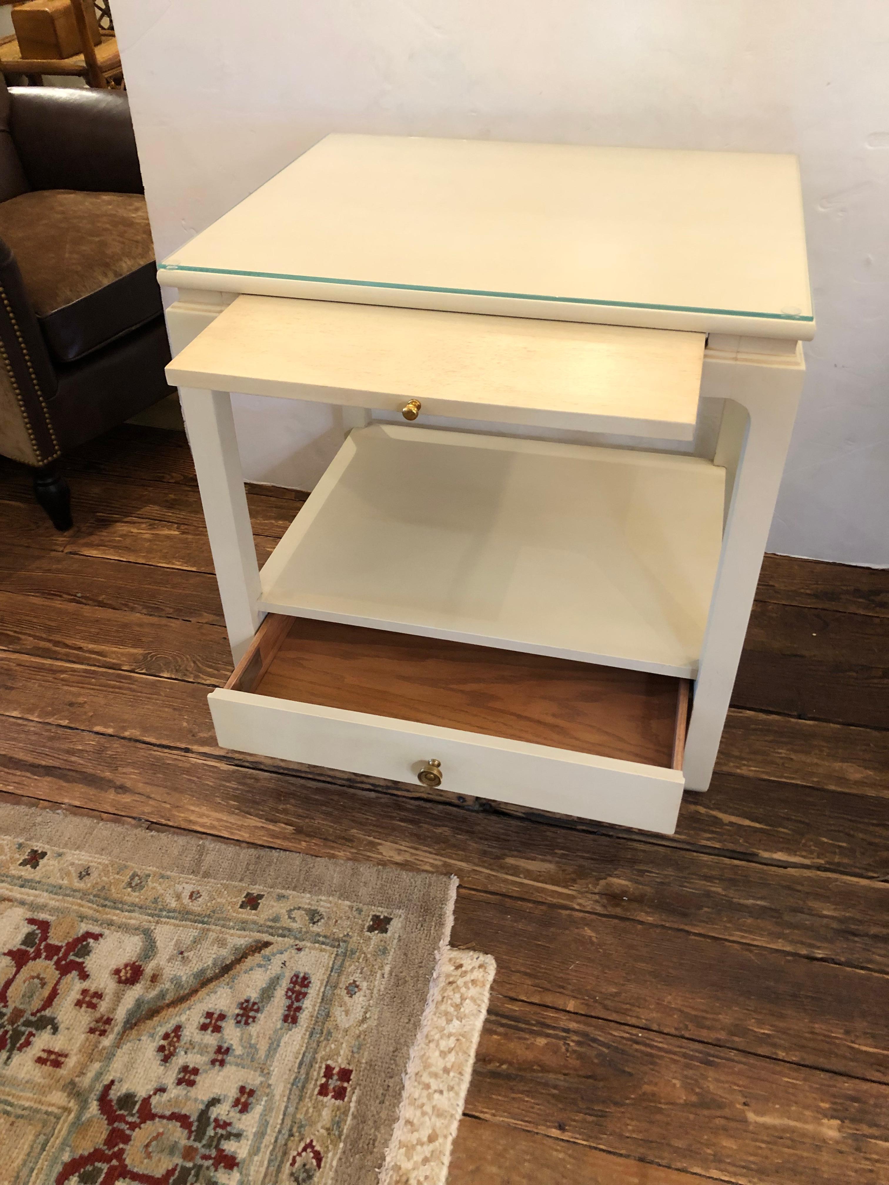 Painted Versatile White Alexa Hampton for Hickory Chair Sarah Side Table Night Table For Sale
