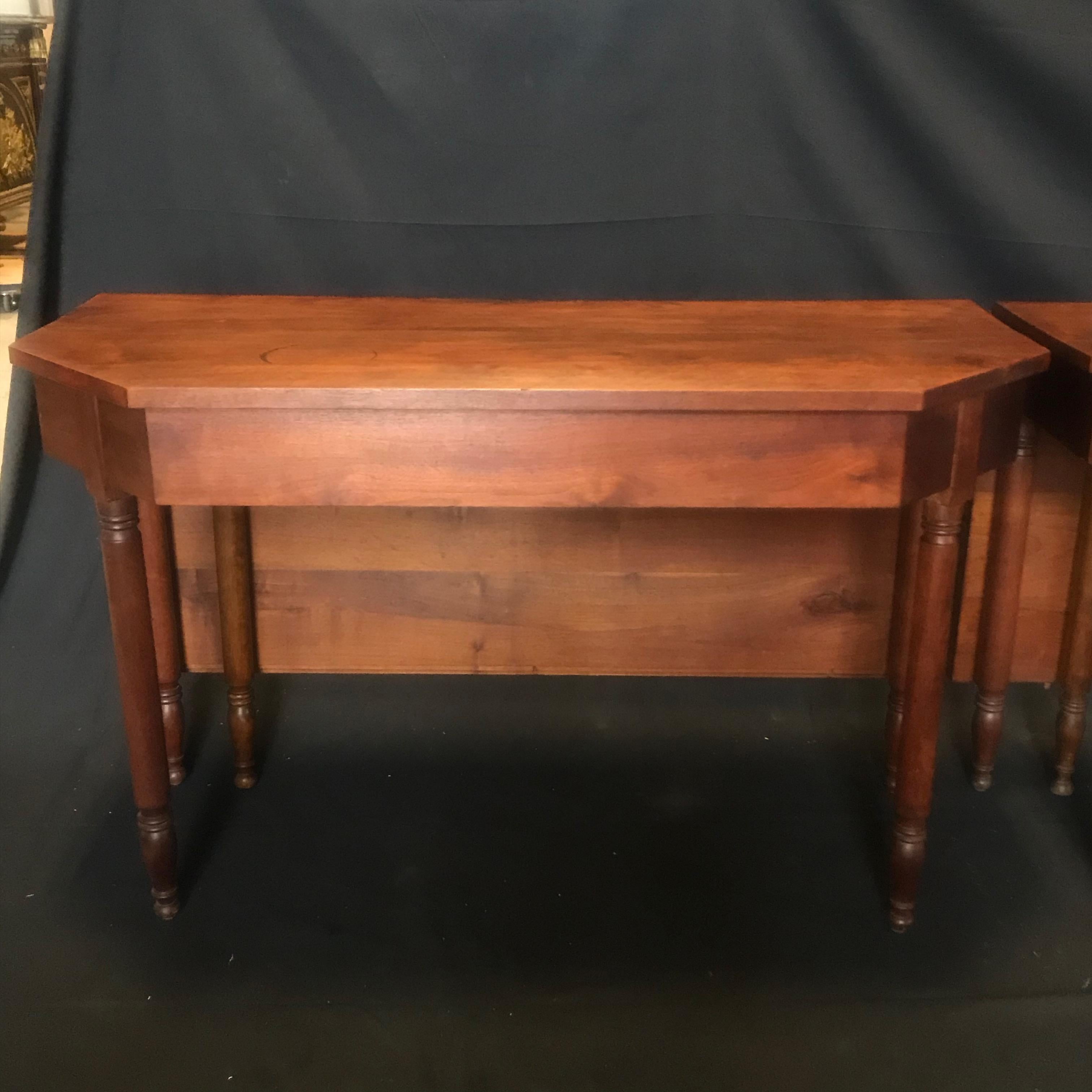 Versatile Early American Federal Harvest Dining Table or Space Saving Demilunes For Sale 5