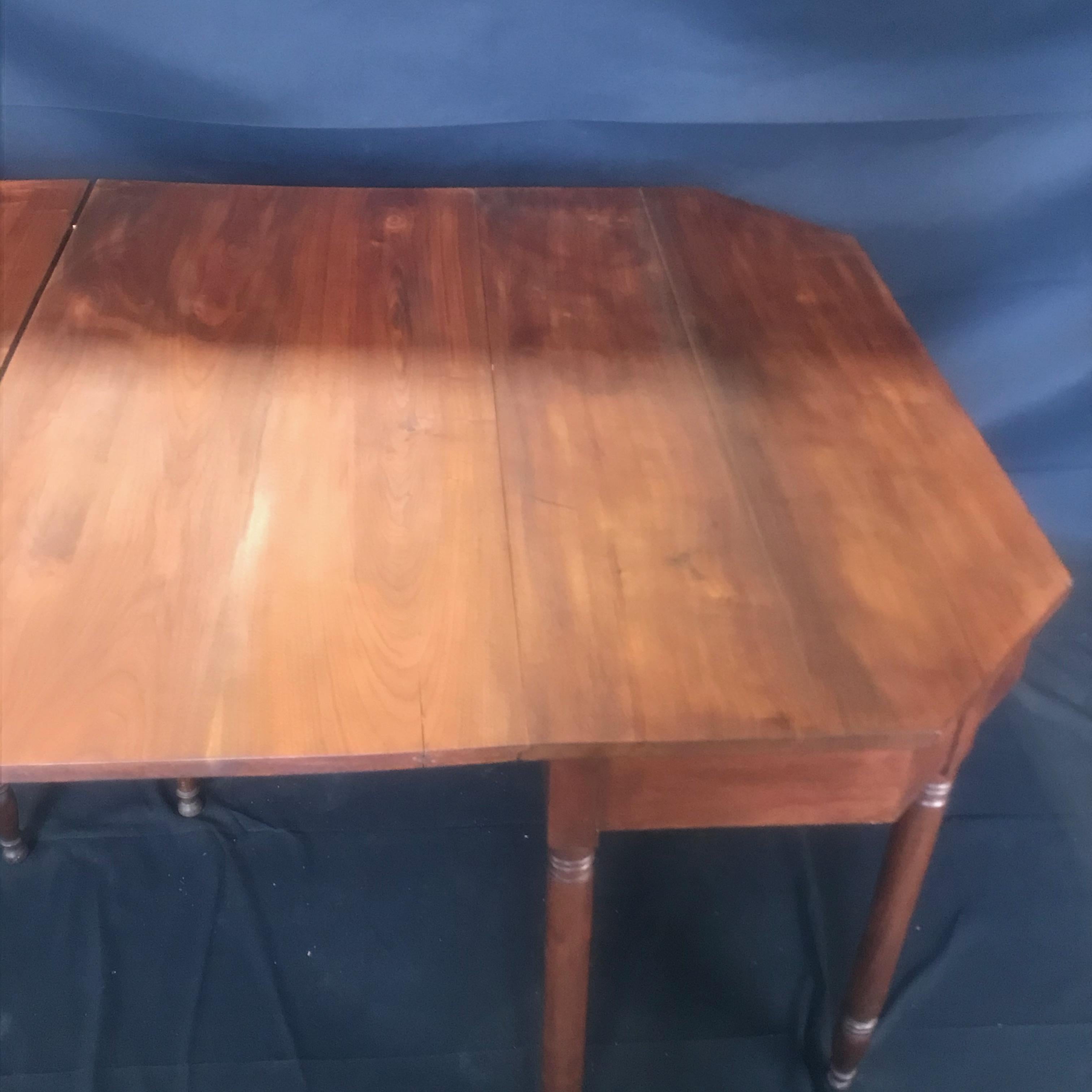 Versatile Early American Federal Harvest Dining Table or Space Saving Demilunes For Sale 1