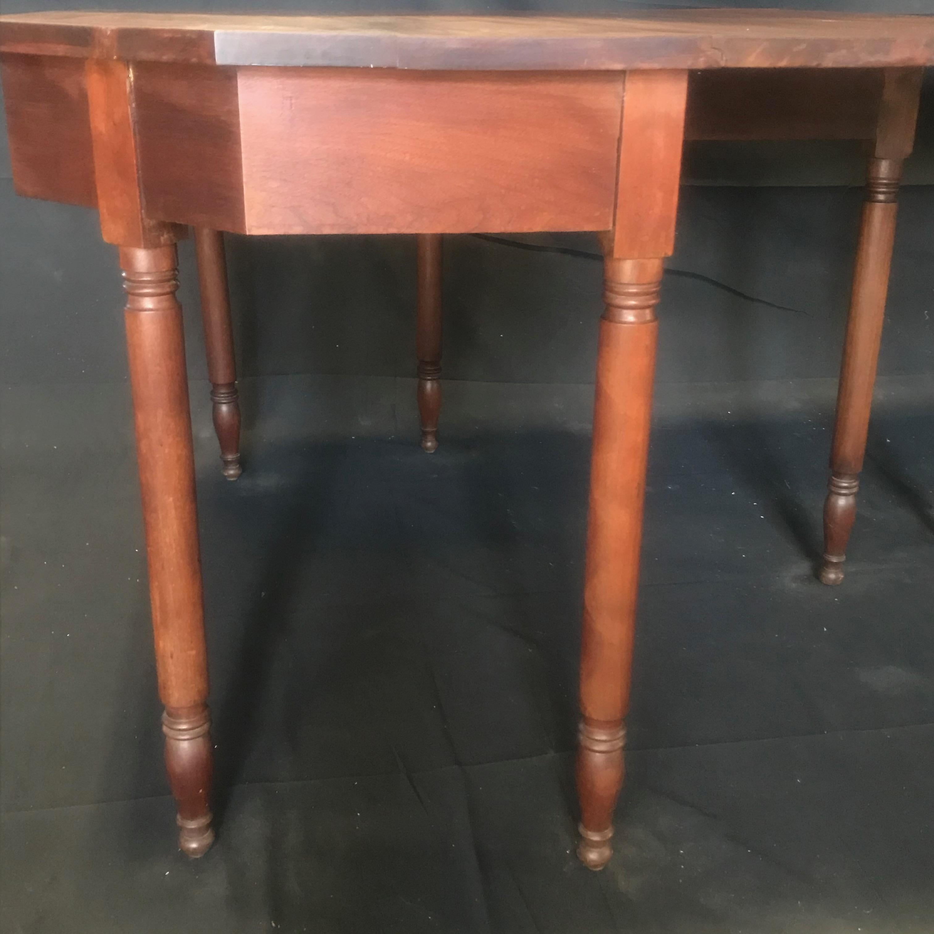 Versatile Early American Federal Harvest Dining Table or Space Saving Demilunes For Sale 3