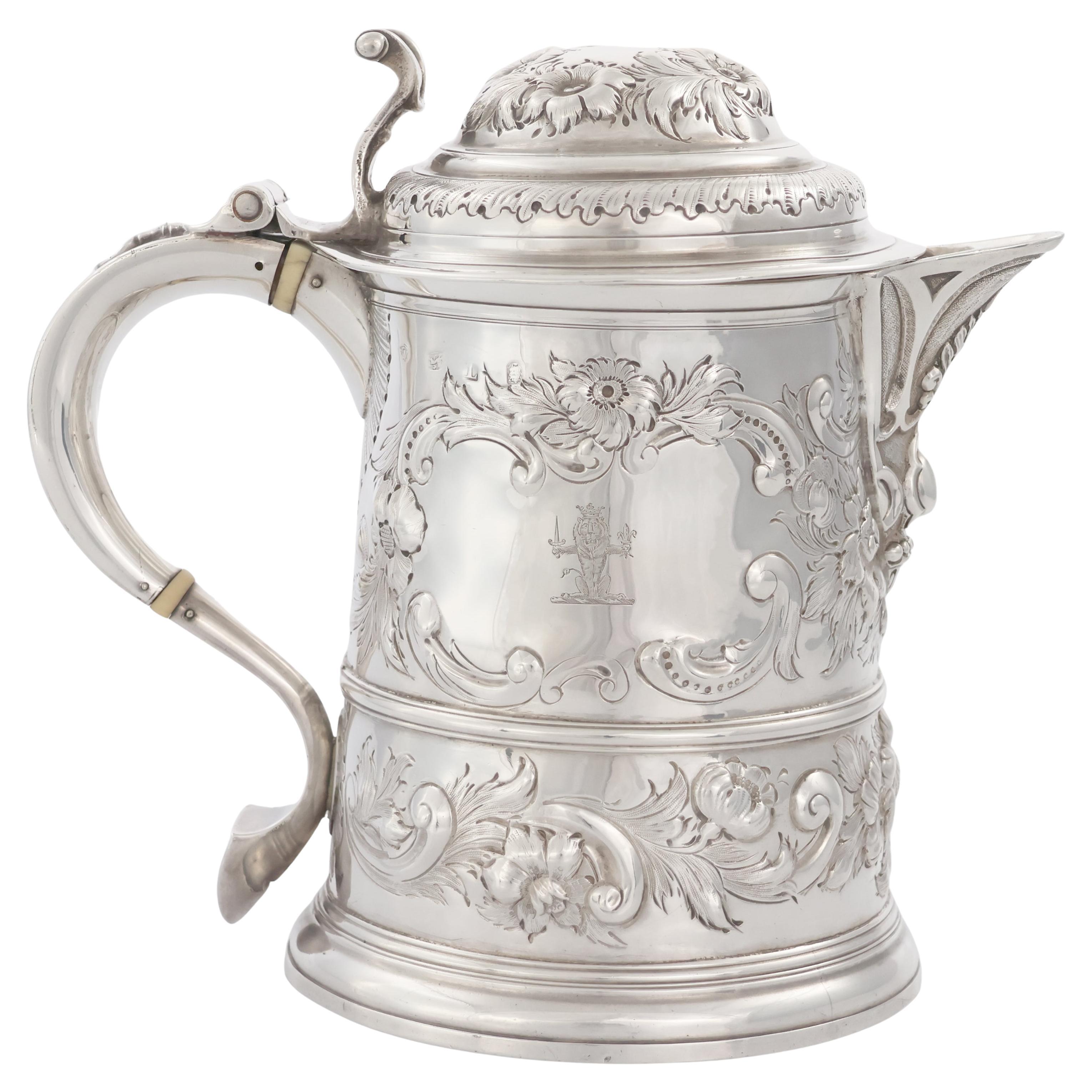 George II sterling silver pourer with lid, London, 1734