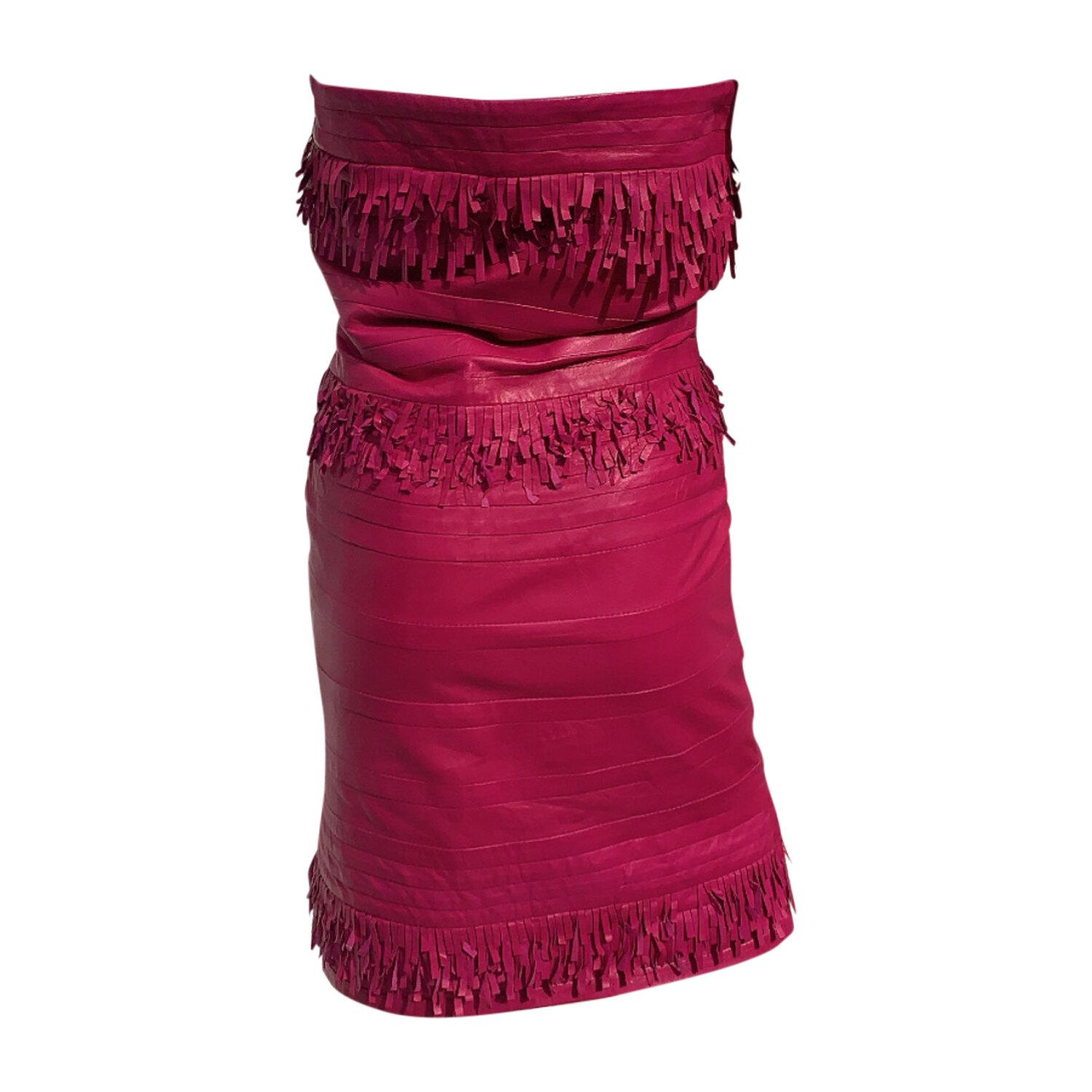 Verscace Pink Leather Dress In Good Condition For Sale In Eivissa, ES