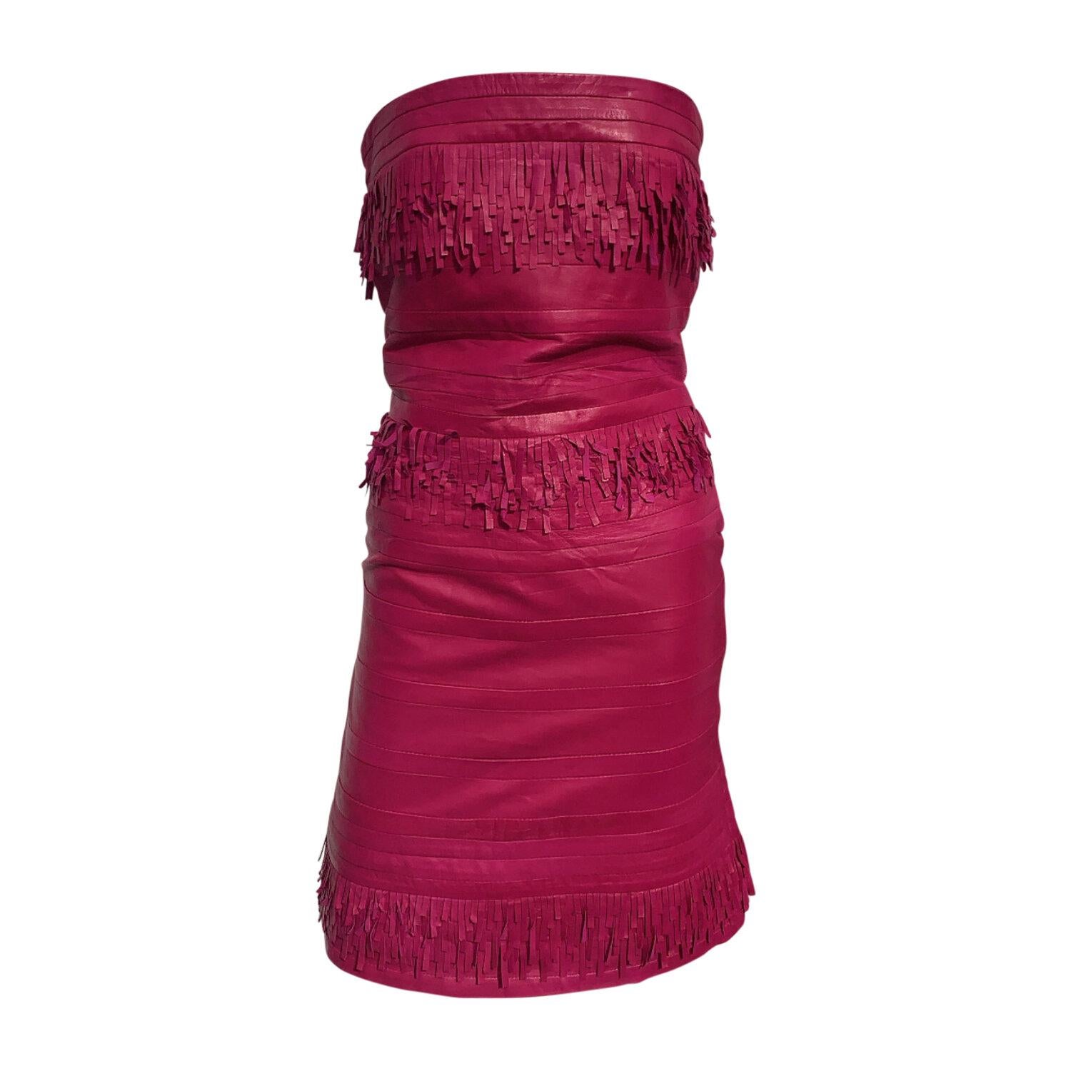 Women's Verscace Pink Leather Dress For Sale
