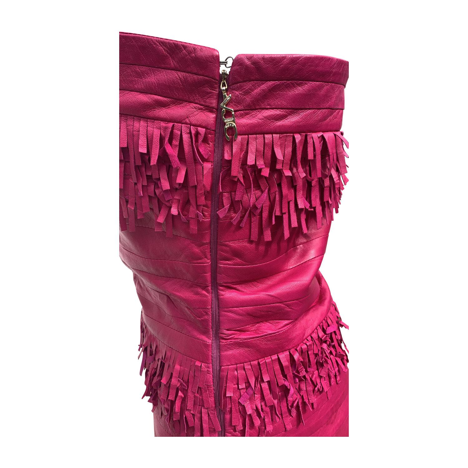 Verscace Pink Leather Dress For Sale 1