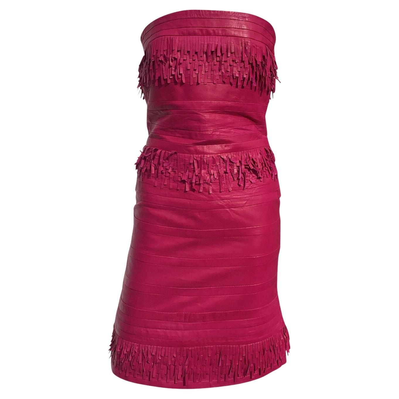 Verscace Pink Leather Dress For Sale