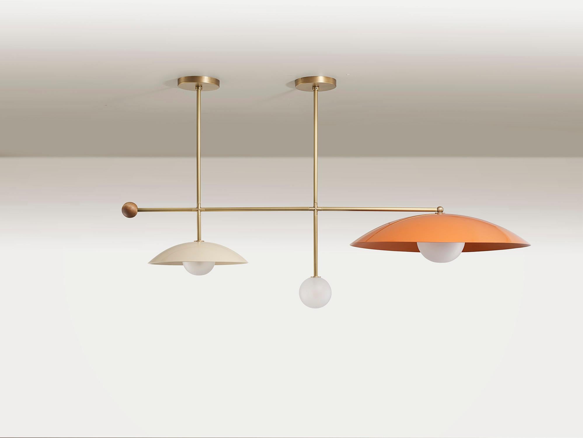 CORSA Chandelier in Enamel, Brass & Walnut, Ginger Curtis x Blueprint Lighting In New Condition For Sale In New York, NY