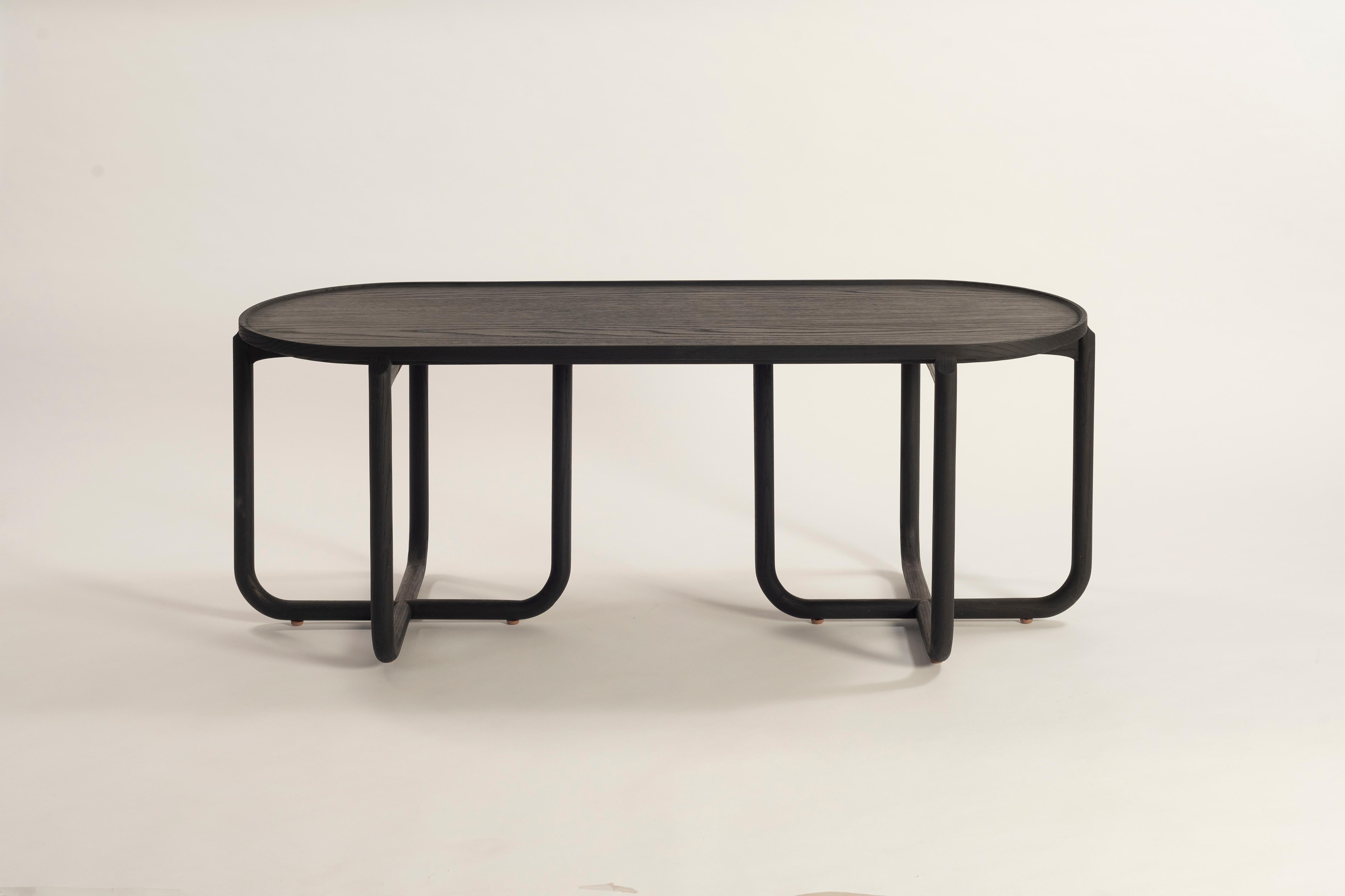 black wooden coffee table