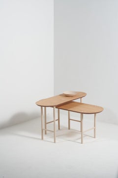 Verso Collection, Wood and Steel American Oak Side Table (Set of 2)