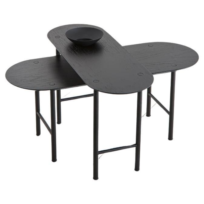 Verso Collection, Wood and Steel Ebonized Side Table (Set of 2) For Sale