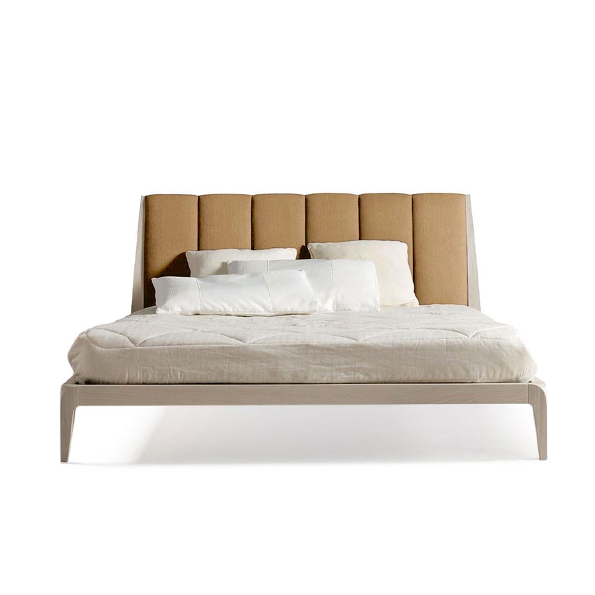Modern Verso nord Solid Wood Bed, Walnut in Hand-Made Natural Grey Finish, Contemporary For Sale