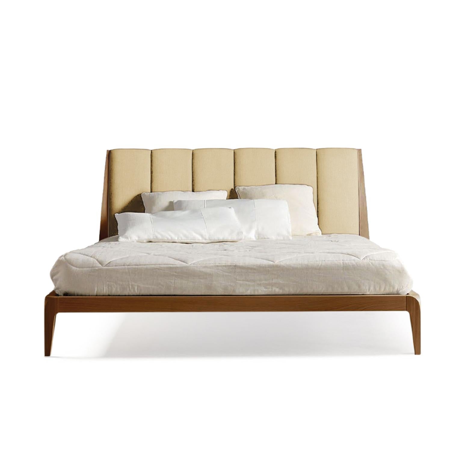 Verso Nord Solid Wood Bed, Walnut in Hand-Made Natural Finish, Contemporary For Sale 4
