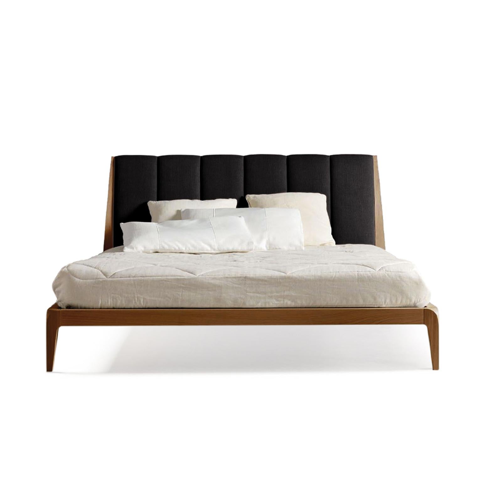 Oiled Verso Nord Solid Wood Bed, Walnut in Hand-Made Natural Finish, Contemporary For Sale