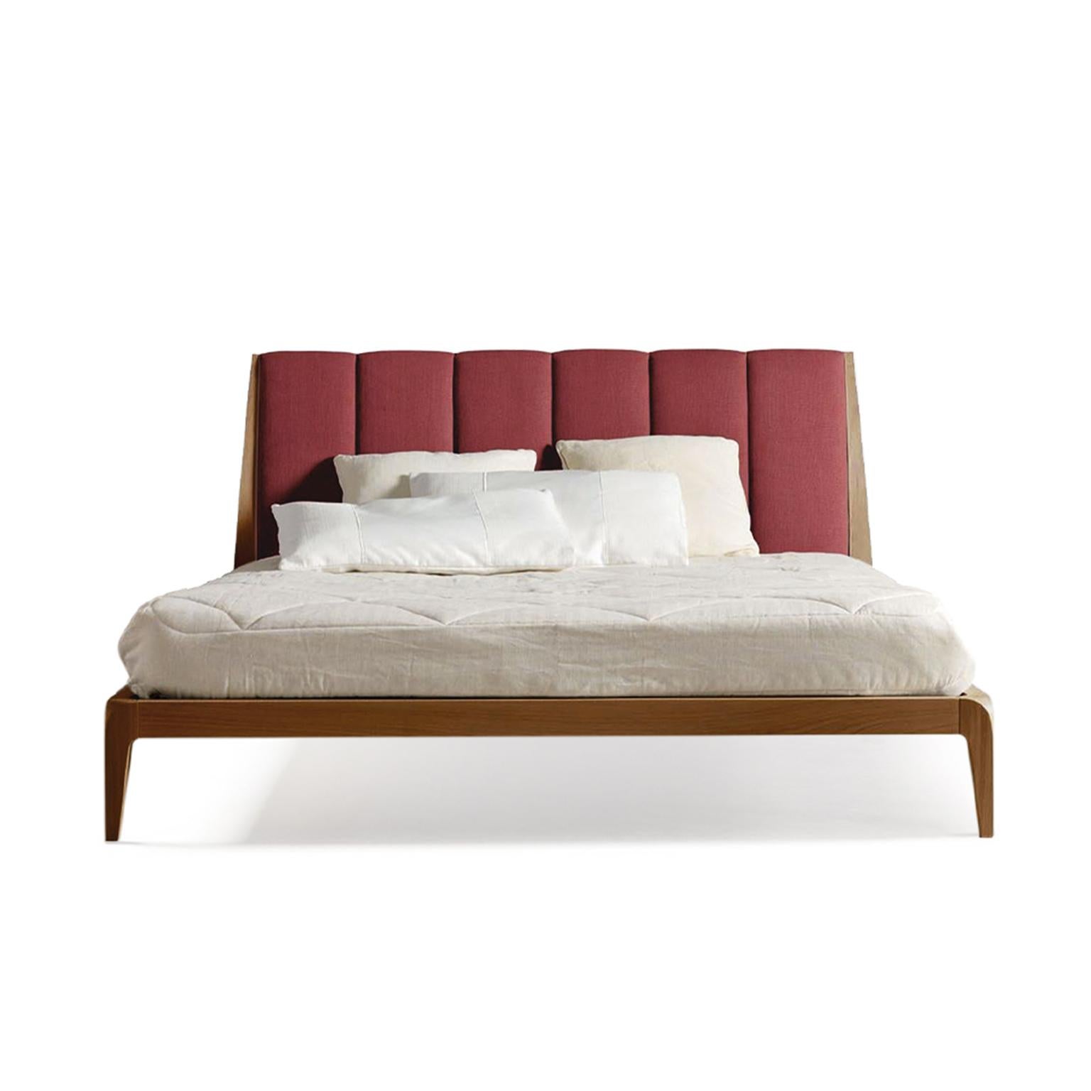 Verso Nord Solid Wood Bed, Walnut in Hand-Made Natural Finish, Contemporary For Sale 1