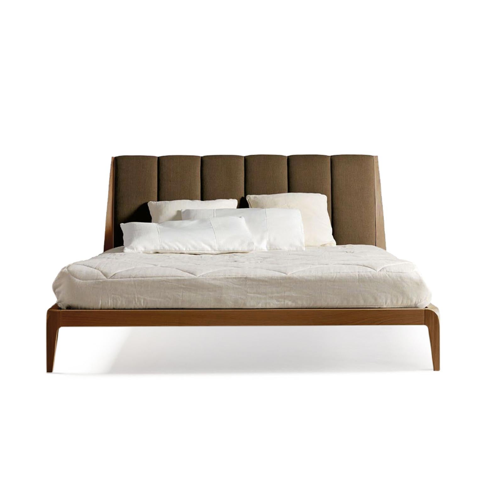 Verso Nord Solid Wood Bed, Walnut in Hand-Made Natural Finish, Contemporary For Sale 2