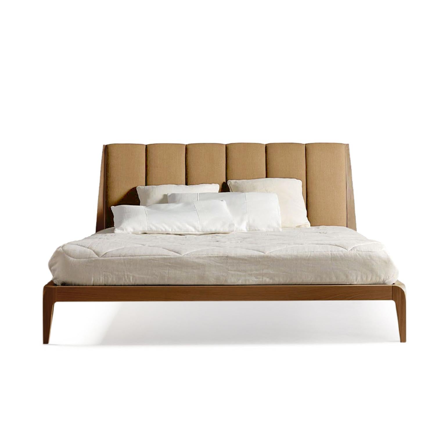 Verso Nord Solid Wood Bed, Walnut in Hand-Made Natural Finish, Contemporary For Sale 3