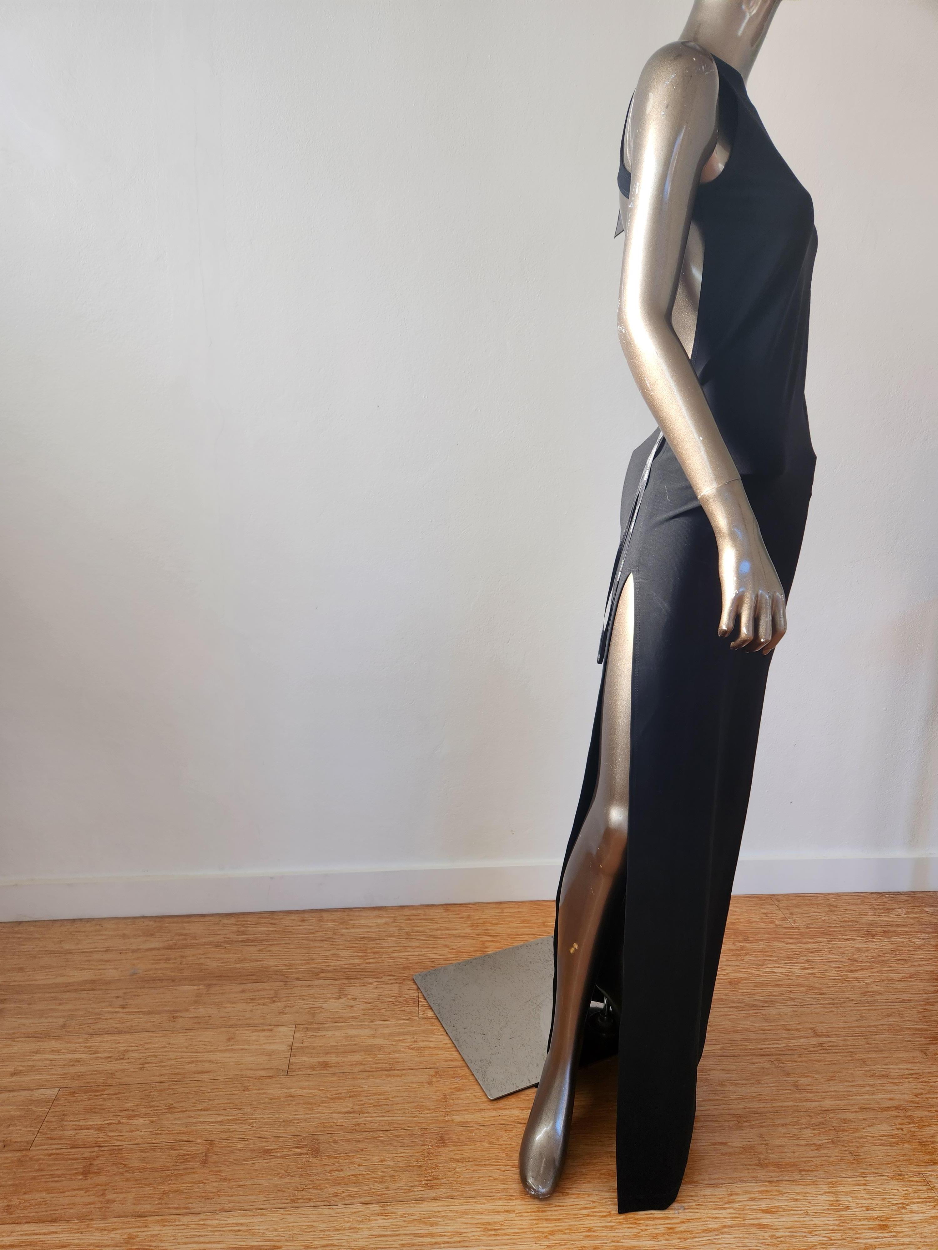 Versus by ANTHONY VACCARELLO Versace Black Backless Lion Long Evening Gown In New Condition For Sale In PUTNEY, NSW