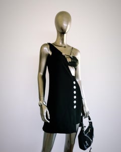 Versus by ANTHONY VACCARELLO Versace Black Lion Assymetrical Cocktail Dress