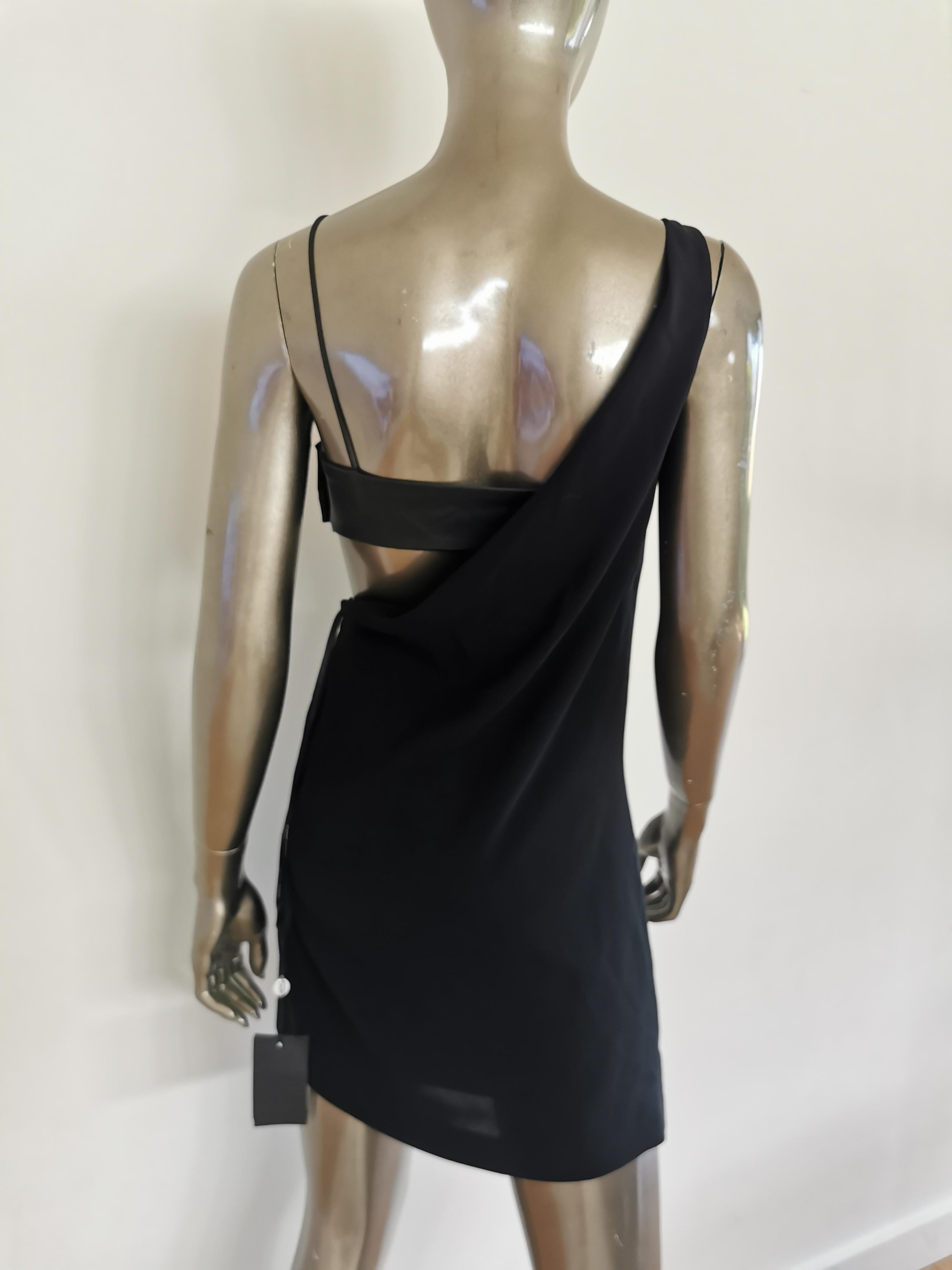 Versus by ANTHONY VACCARELLO Versace Black Lion Assymetrical Cocktail Dress For Sale 4