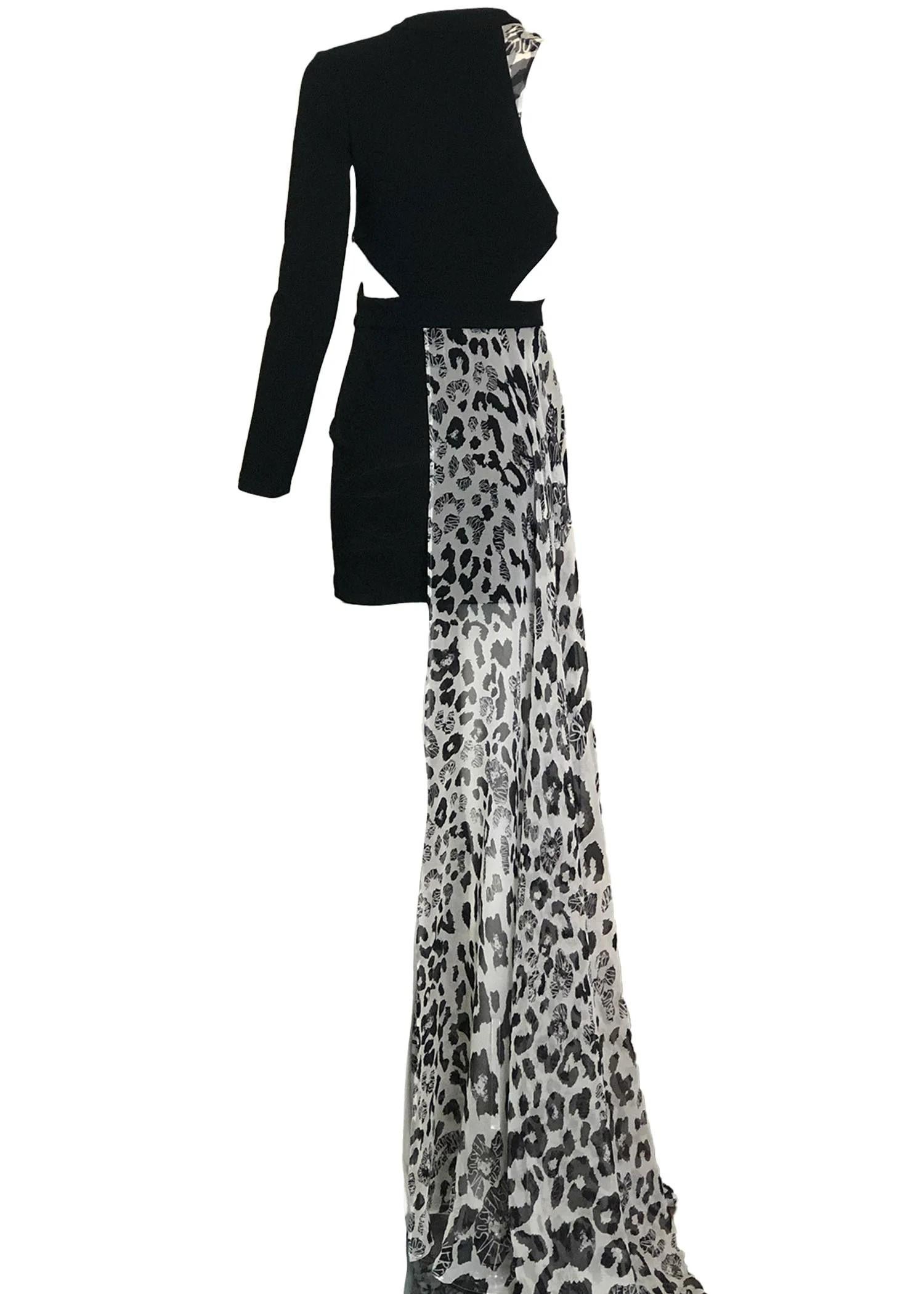 Women's Versus by ANTHONY VACCARELLO Versace Black Lion Assymetrical Evening Dress For Sale